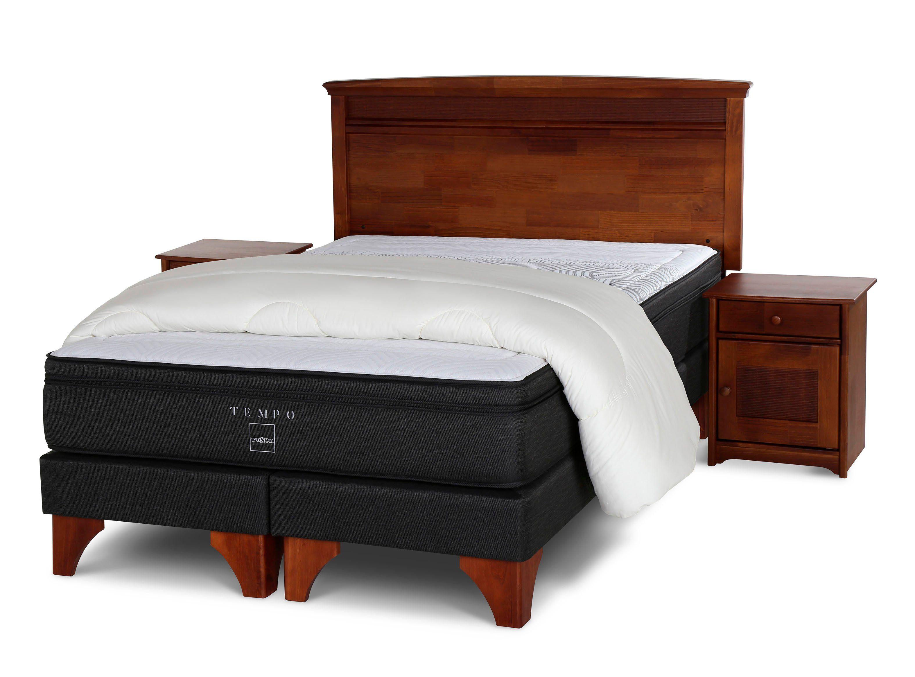 Box Spring Tempo King Base Dividida + Set Muebles Veneto + Plumón-0