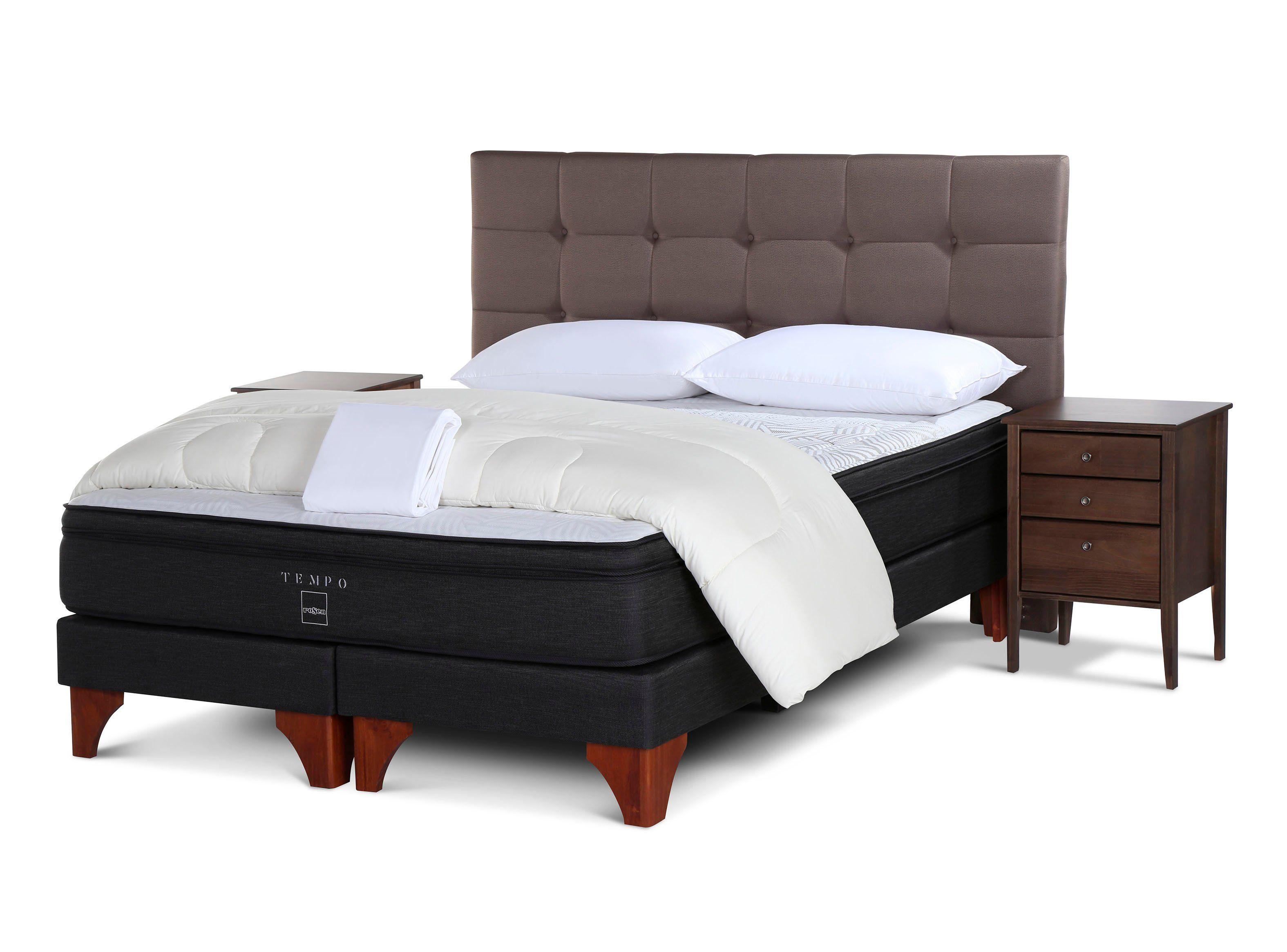 Box Spring Tempo King Base Dividida + Set Muebles Issey + Textil-0