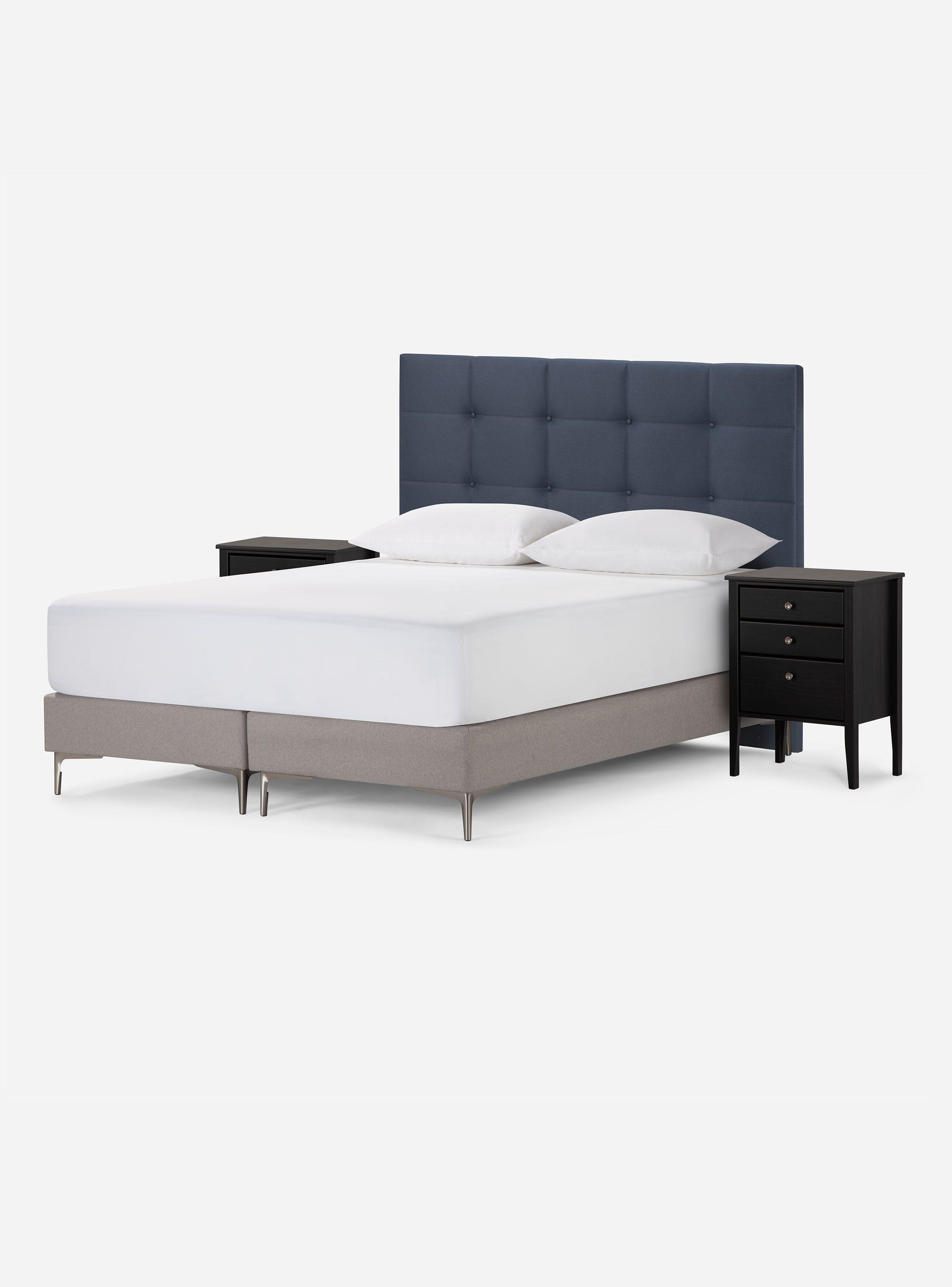 Set Muebles Respaldo 2 Plazas + 2 Veladores Issey Azul-2
