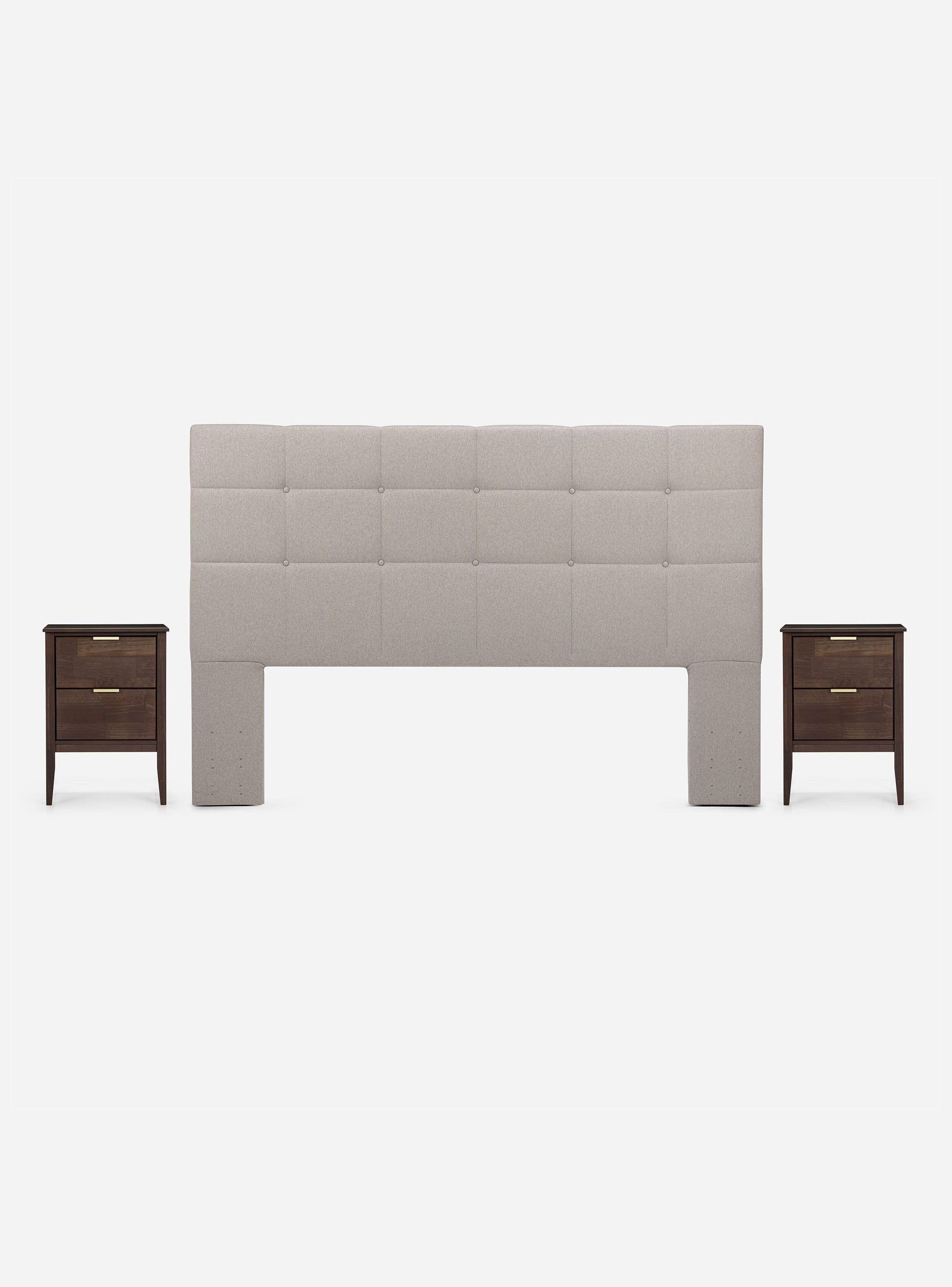 Set Muebles Respaldo King + 2 Veladores Issey Niebla-2