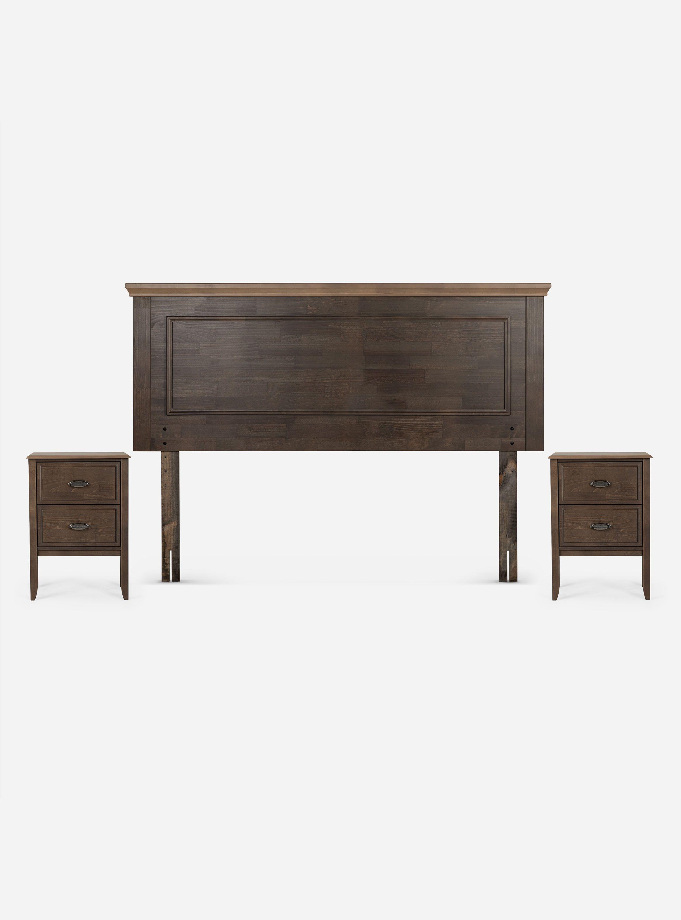 Cama Europea Indie 2 Plazas Base Dividida + Set Muebles Anna-2