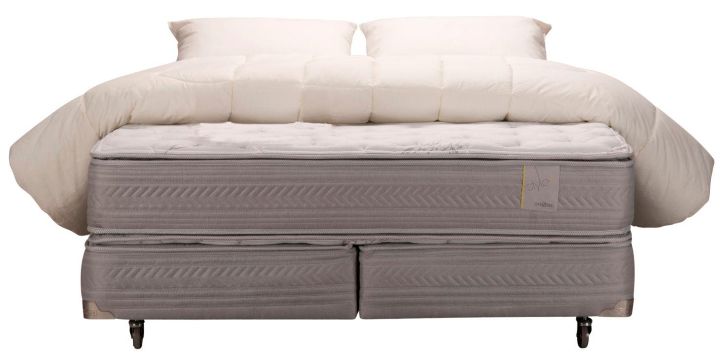 Box Spring Style 4 2 plazas Base Dividida + Plumón + 2 Almohadas-0