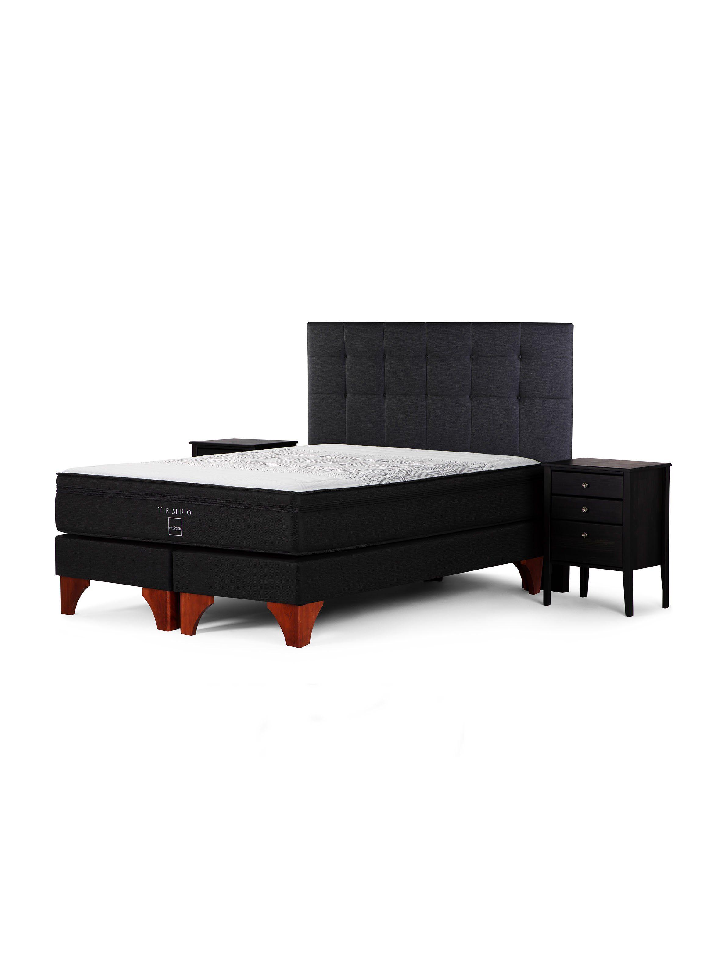 Box Spring Tempo King Base Dividida + Set Muebles Baker Grafito-0