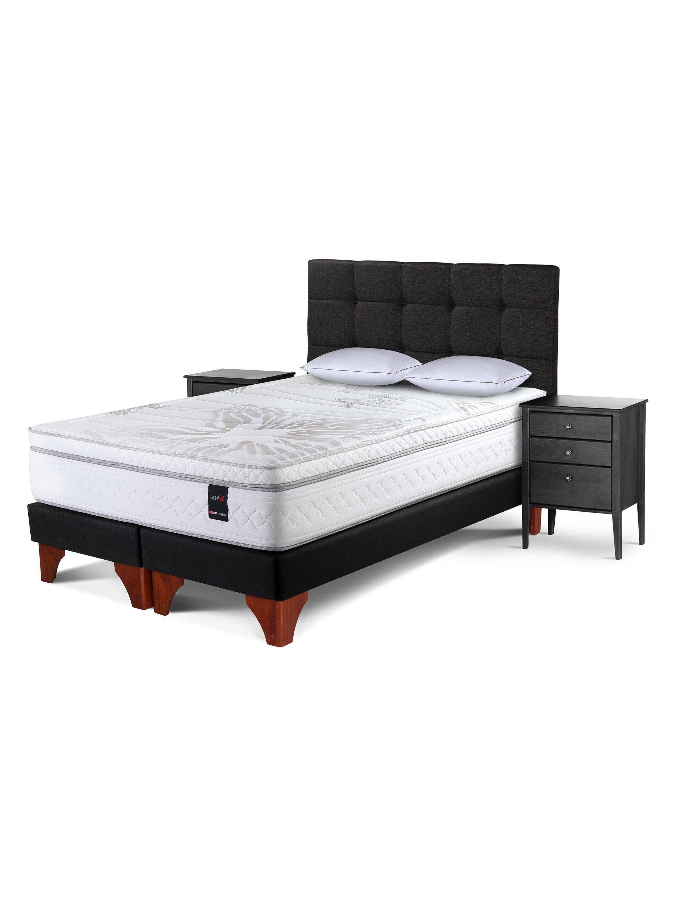 Cama Europea Art 4 King Base Dividida + Set Muebles Issey Grafito + Almohadas-0