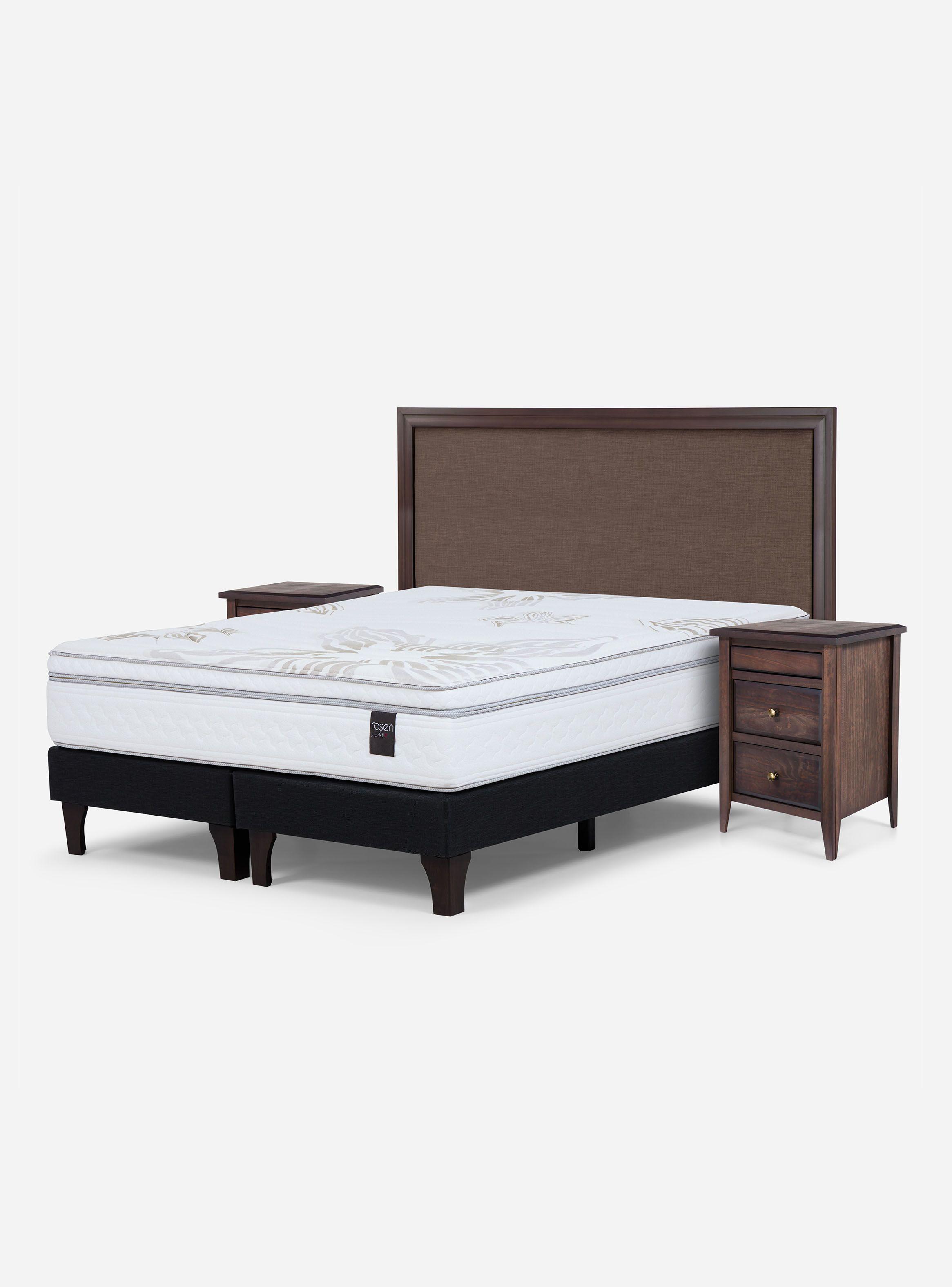 Cama Europea Art 4 2 Plazas Long Base Dividida + Set Muebles Nolita Chocolate-0