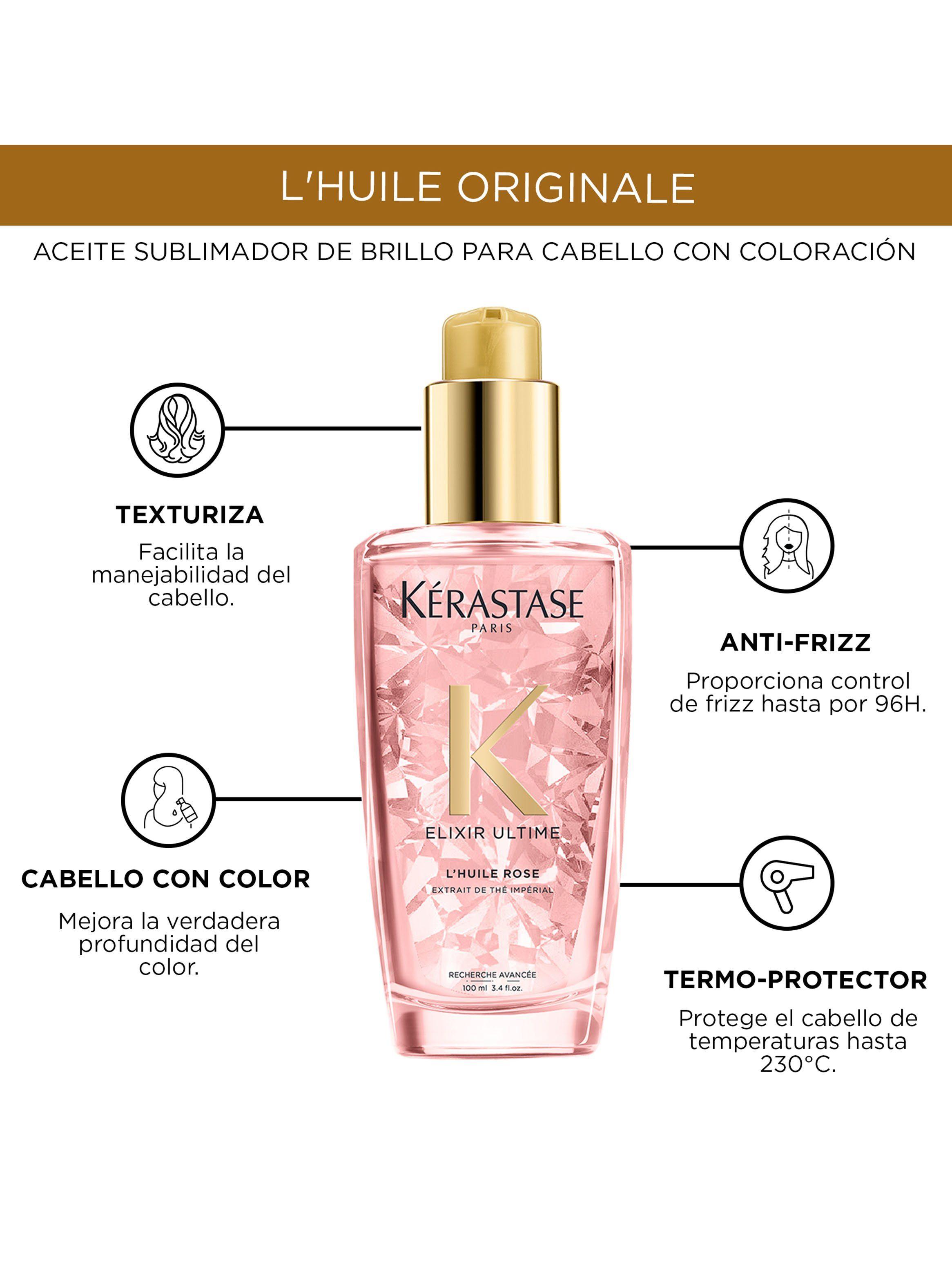 Aceite Brillo Sublime Todo Tipo de Cabello con Color L'Huile Rose Elixir Ultime 100ml-3