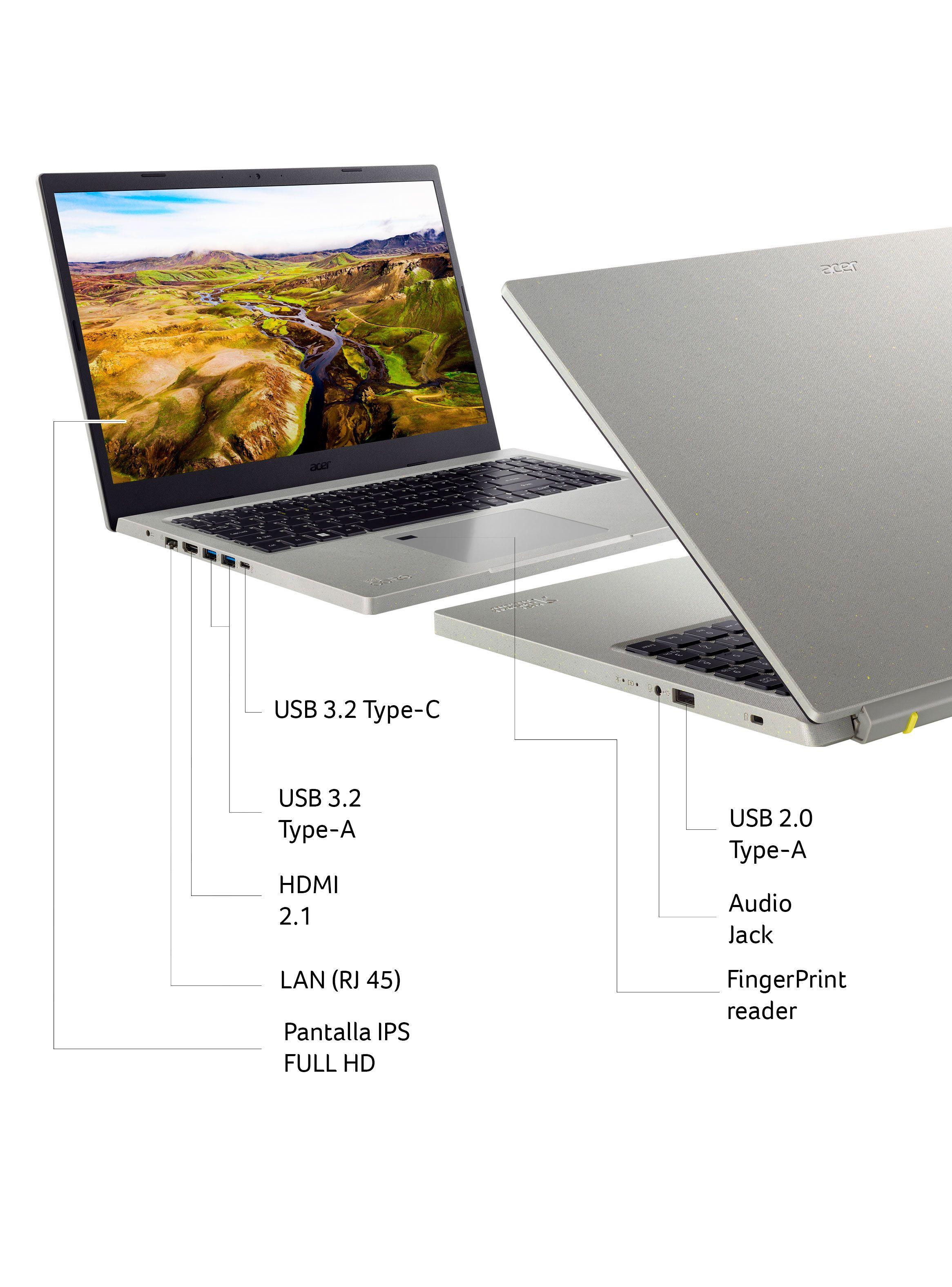 Notebook Ecológico Aspire Vero AV15-51-52MW-1 Intel Core i5-1155G7 Iris Xe Graphics 16GB RAM 256GB SSD 15.6" Full HD-5