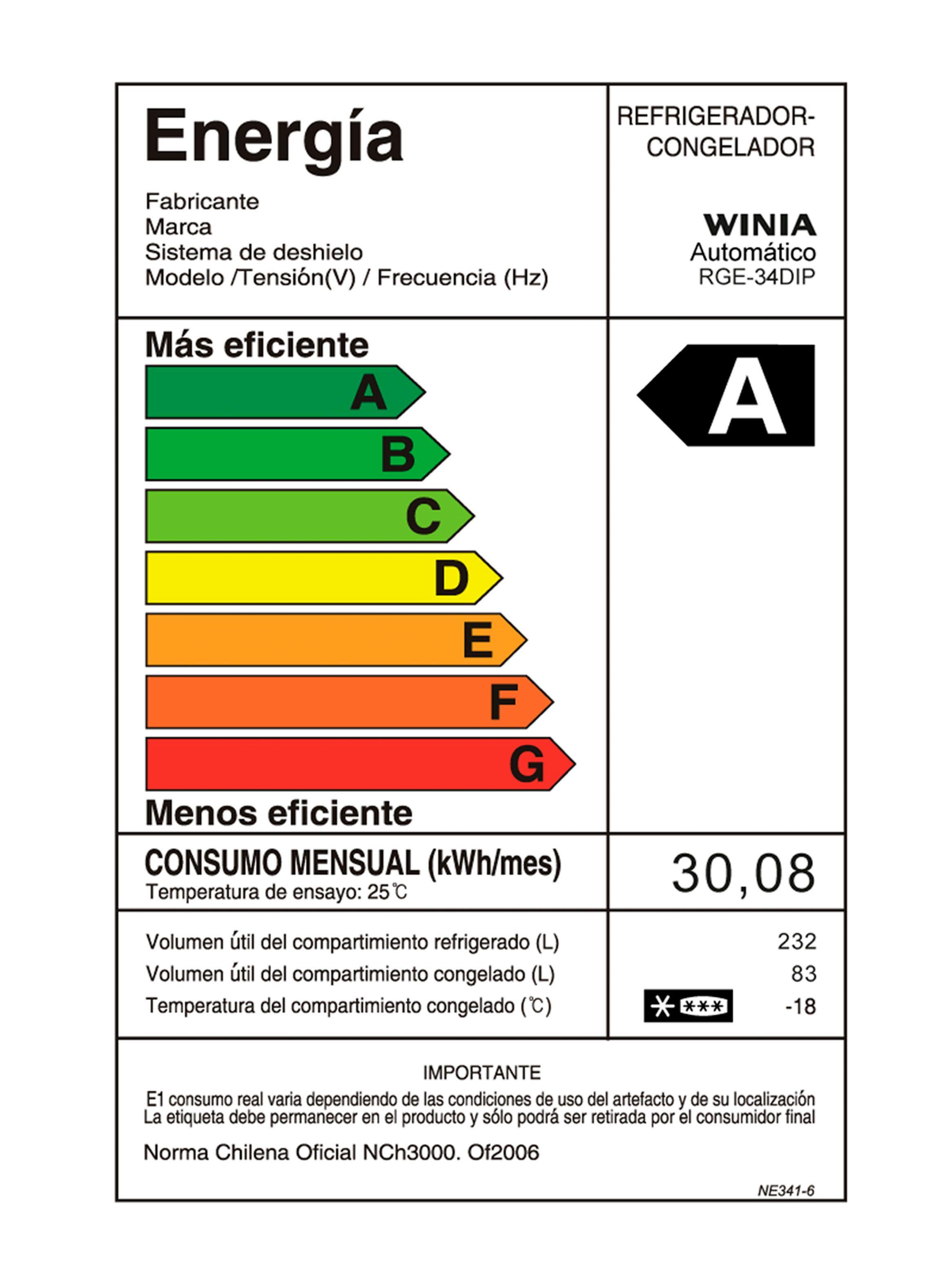 Refrigerador Top Mount No Frost 315 Litros RGE-34DIP-5