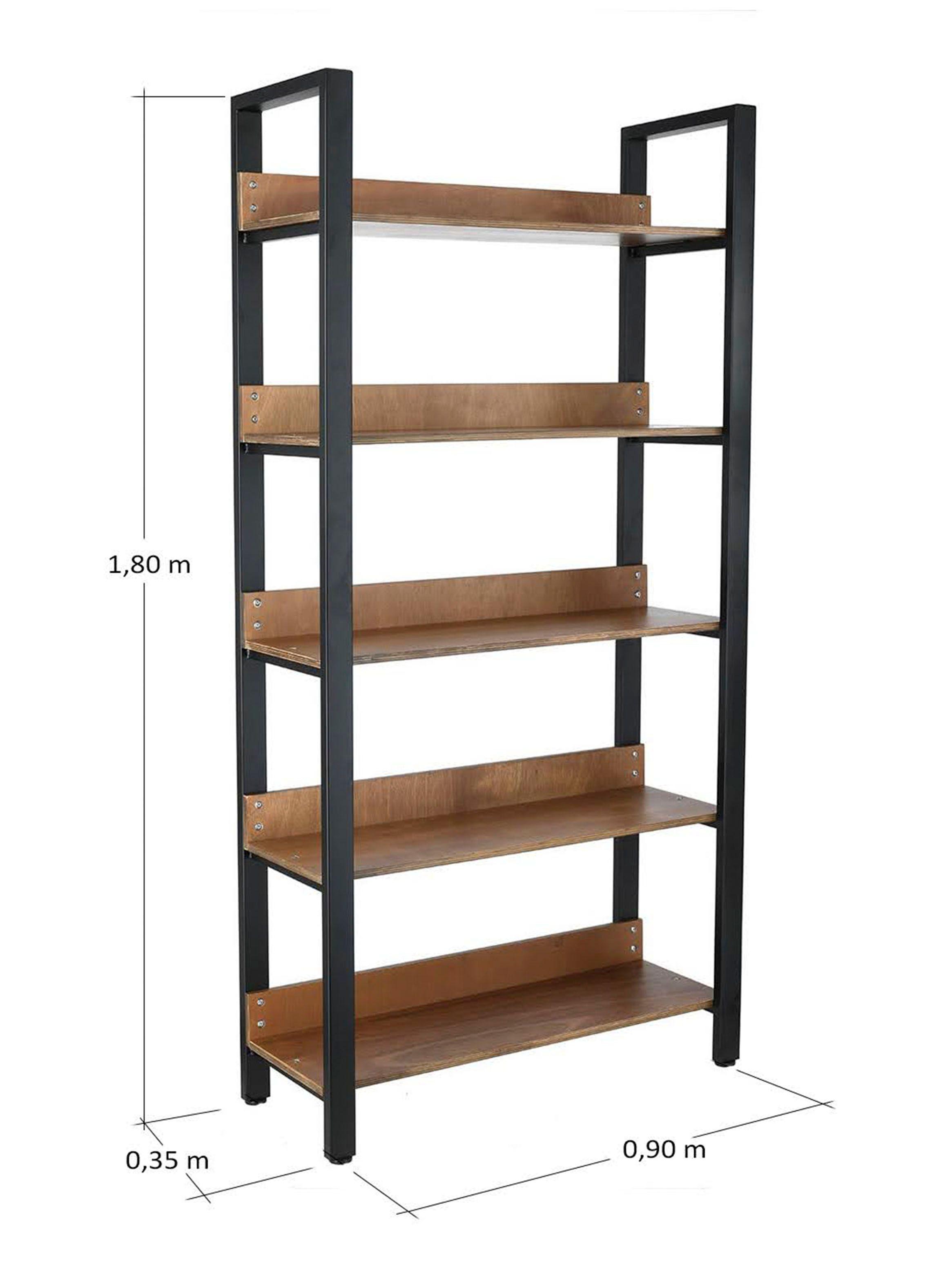 Estante Acero Repisas de Madera 35 x 90 x 180 cm-1