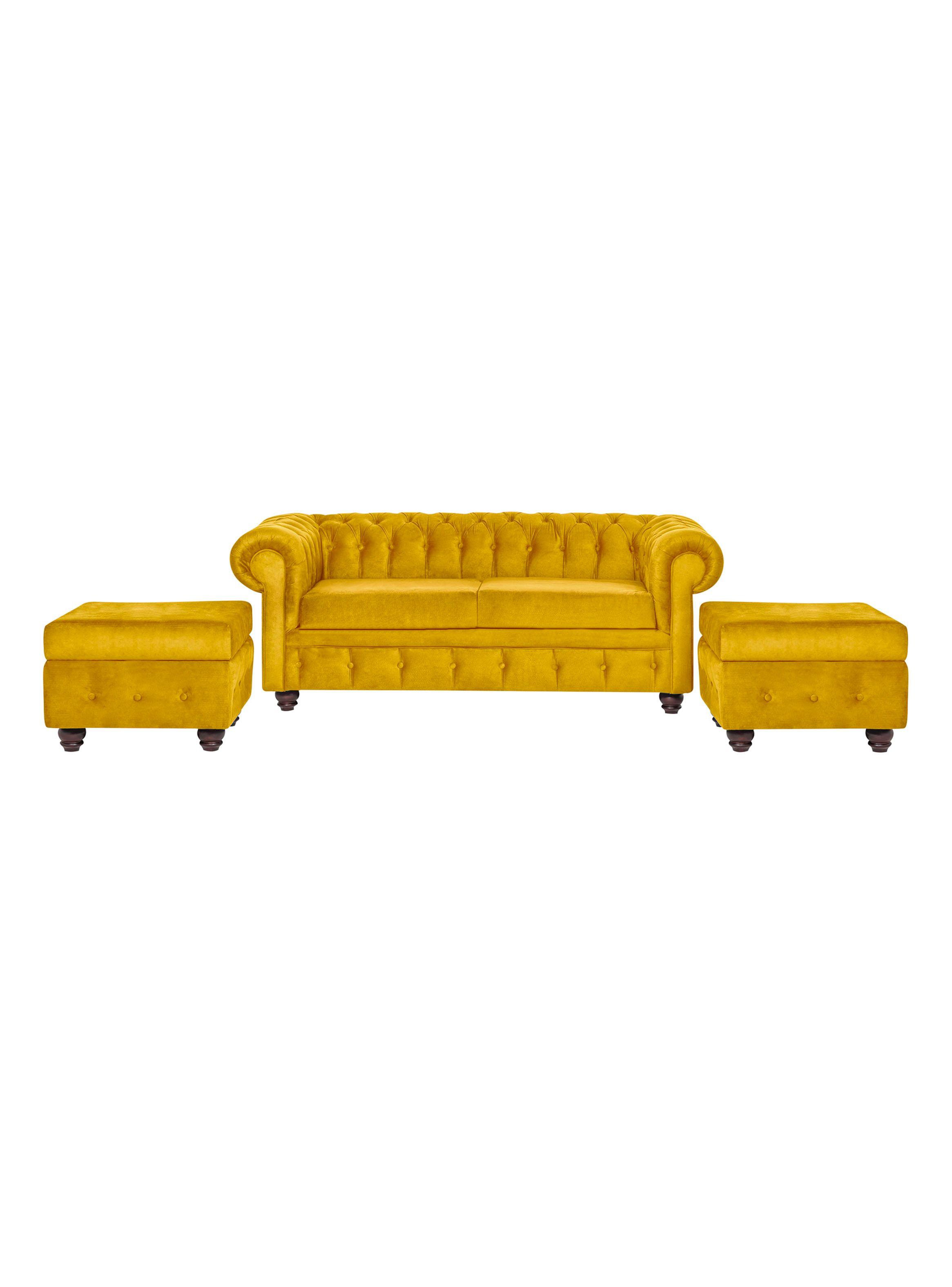 Living Manchester Capitone Felpa 3 Cuerpos + 2 Pouf-0