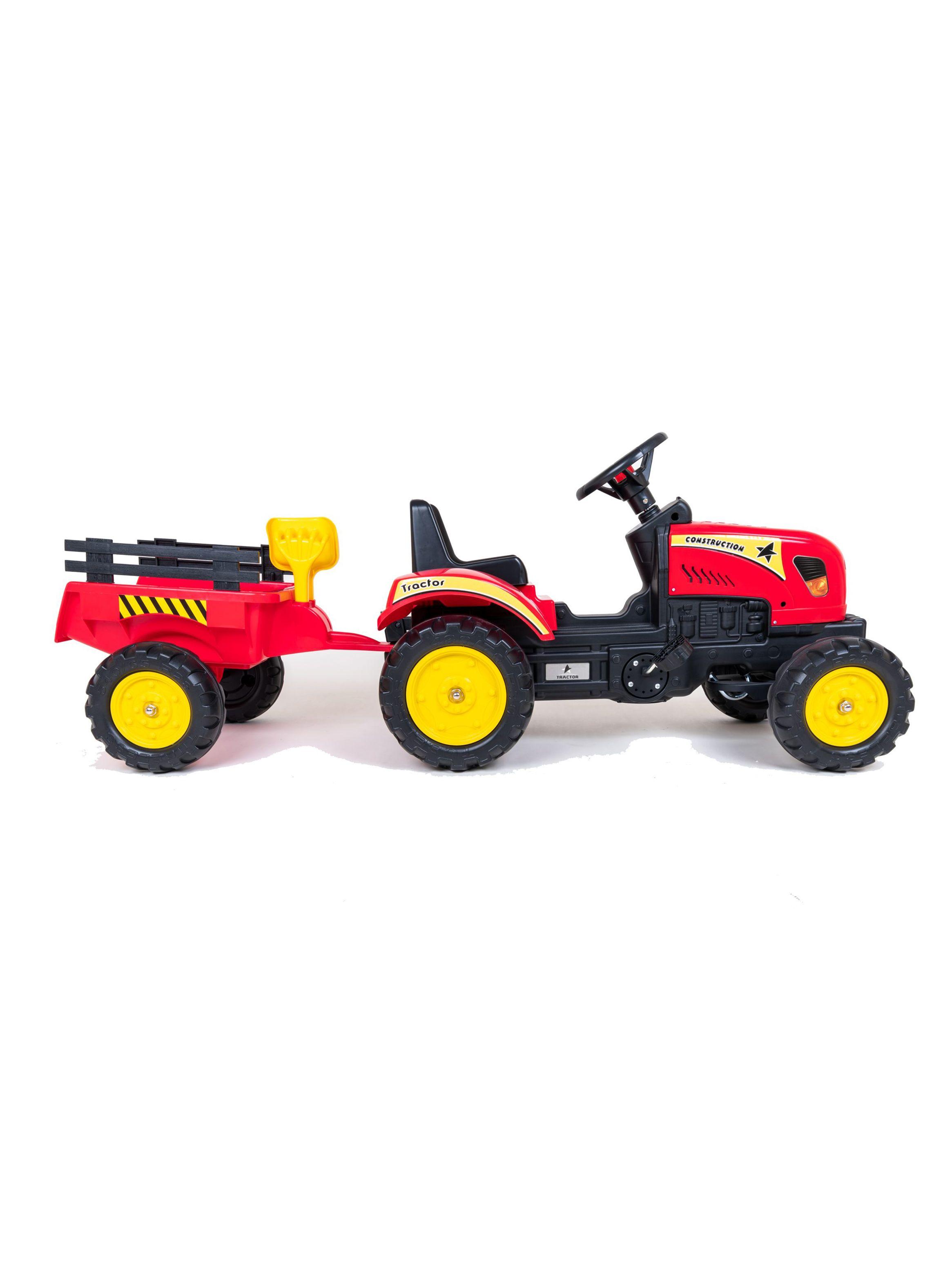 Tractor con Carro de Arrastre Rojo-3