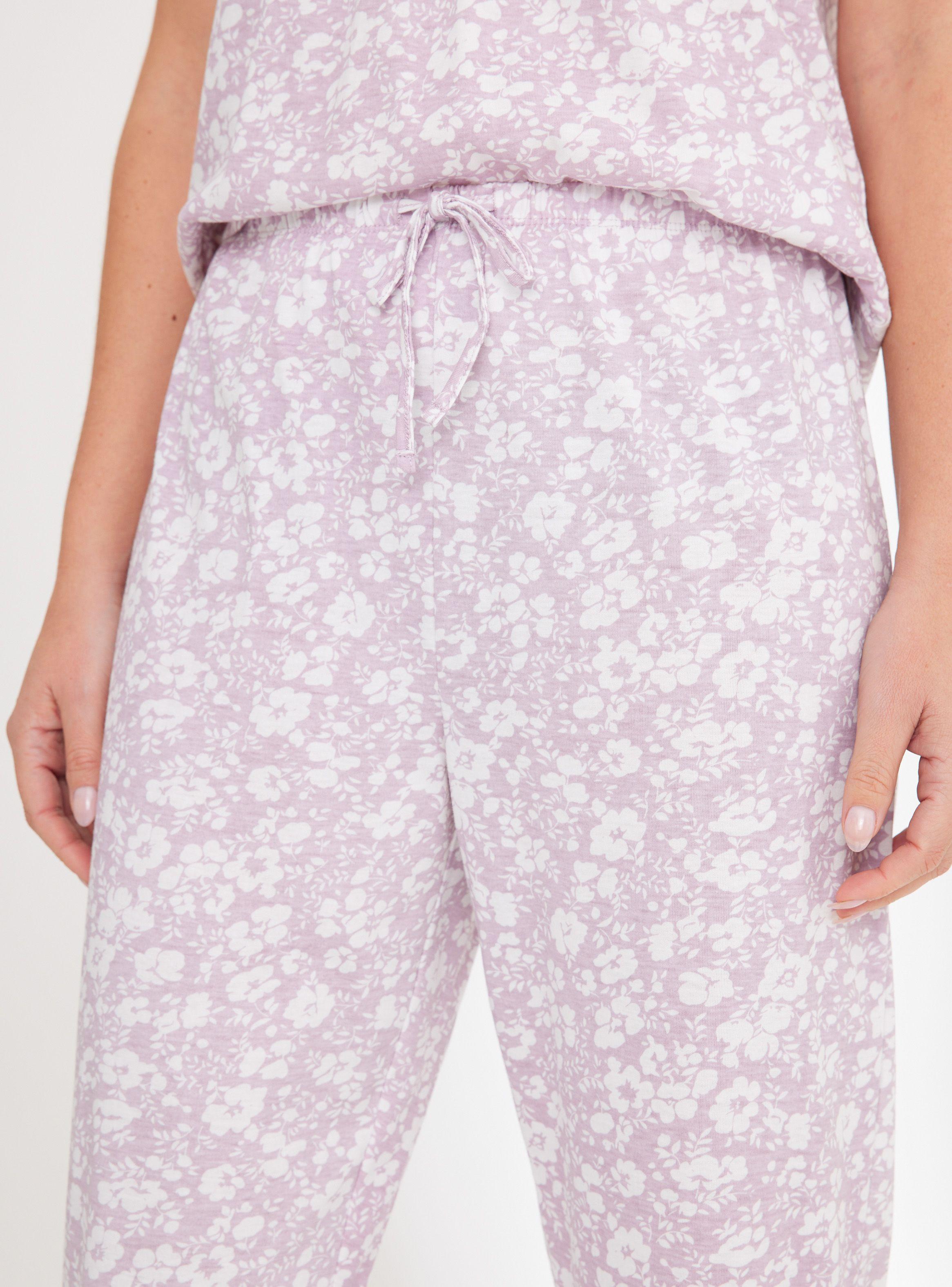 Pijama Full Print con Textura y Encaje-3