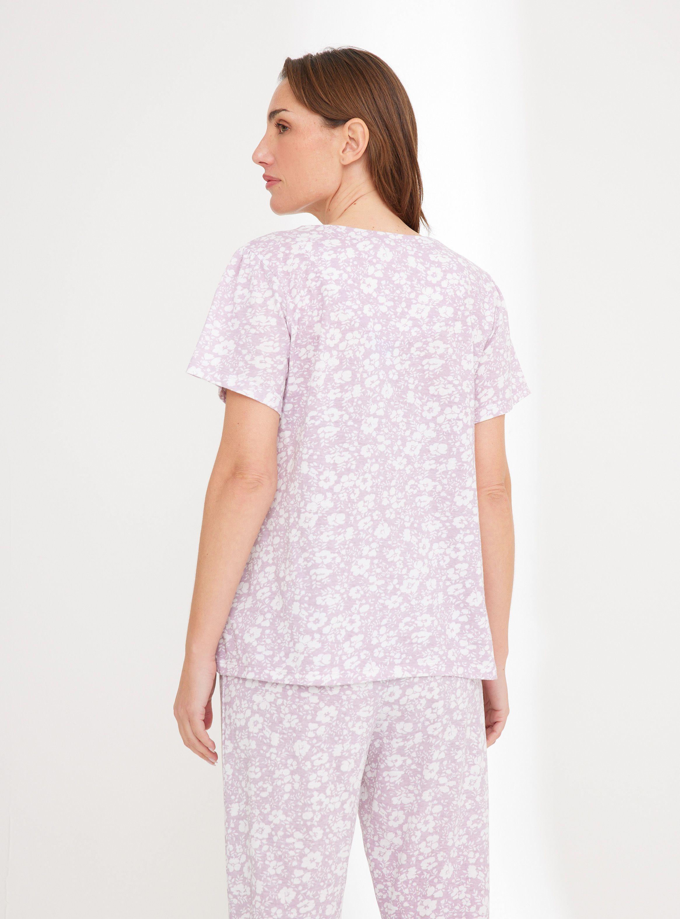 Pijama Full Print con Textura y Encaje-5