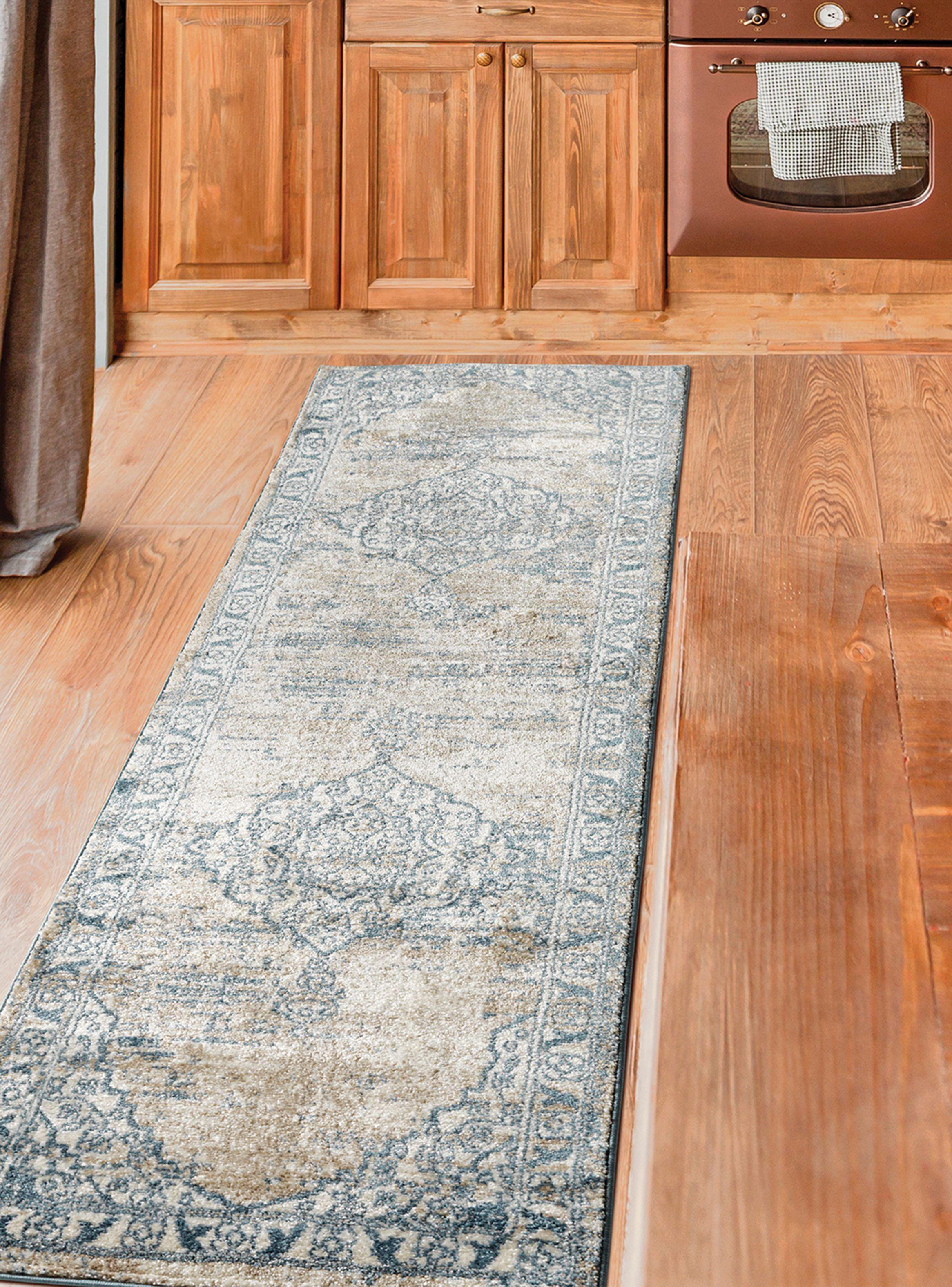 Alfombra de Pasillo Florida 70x230 cm Azul-5