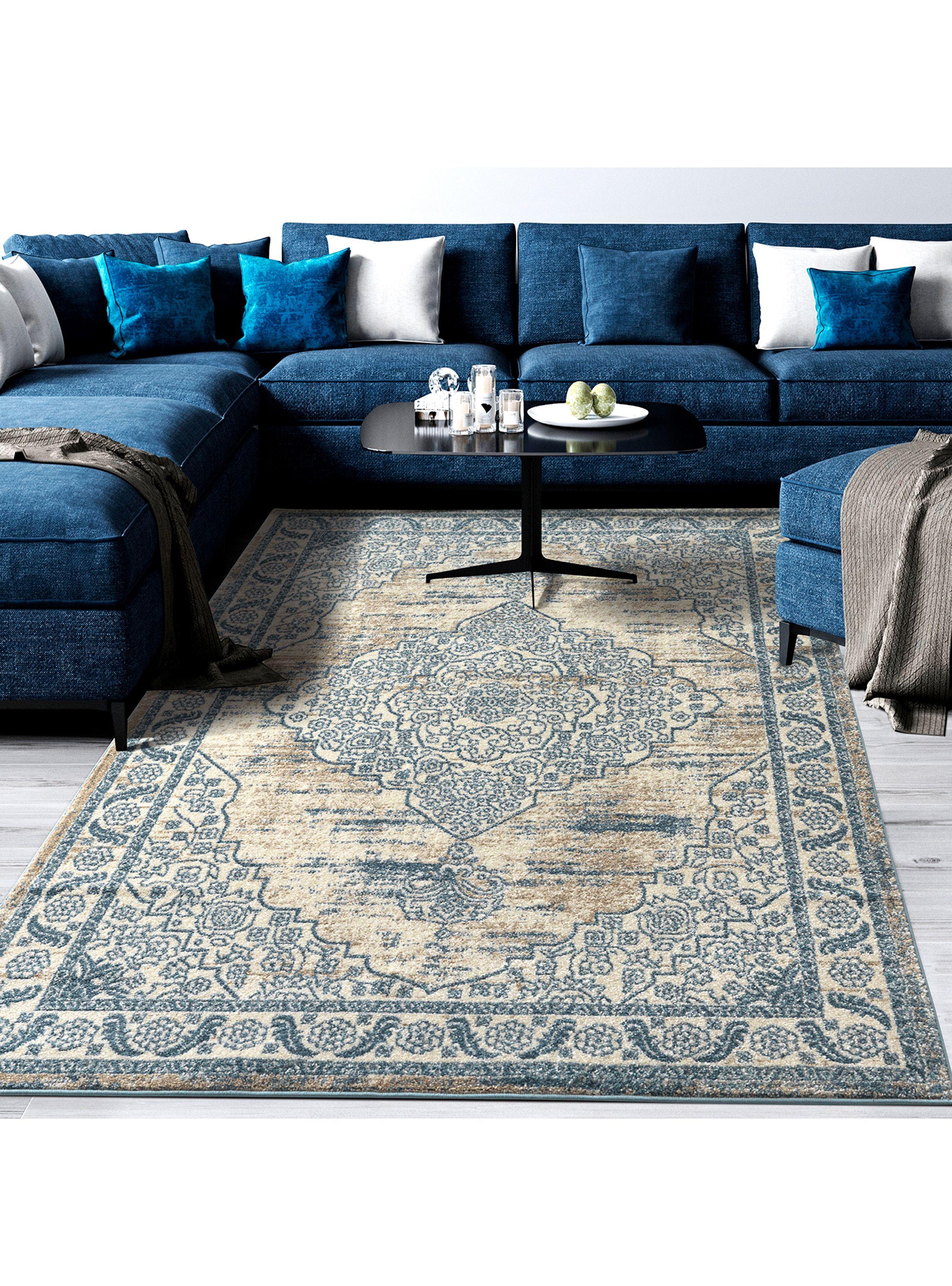 Alfombra Florida 244x305 cm Azul-1