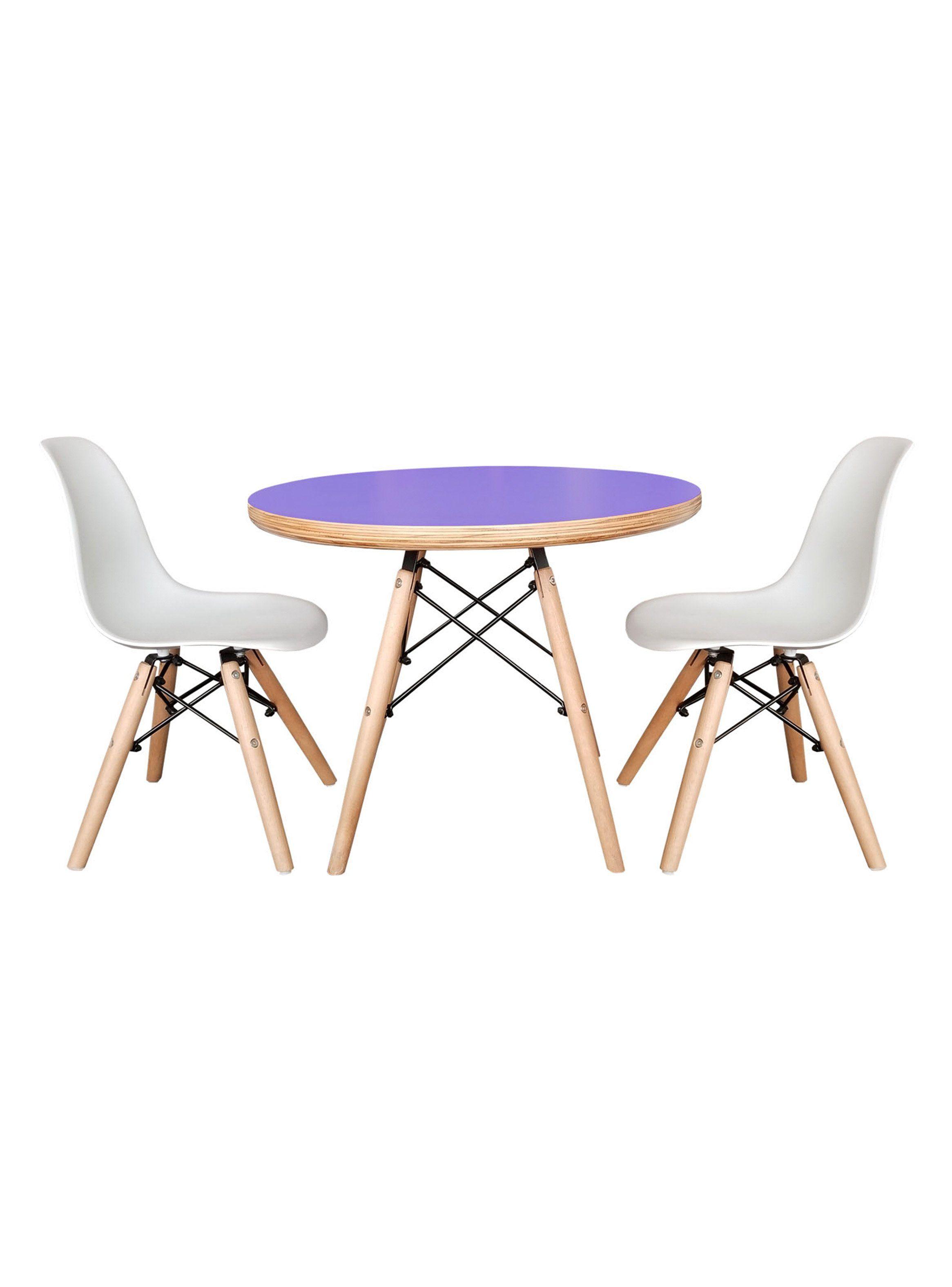 Mesa Infantil Nórdico Lila + 2 Sillas Eames-0