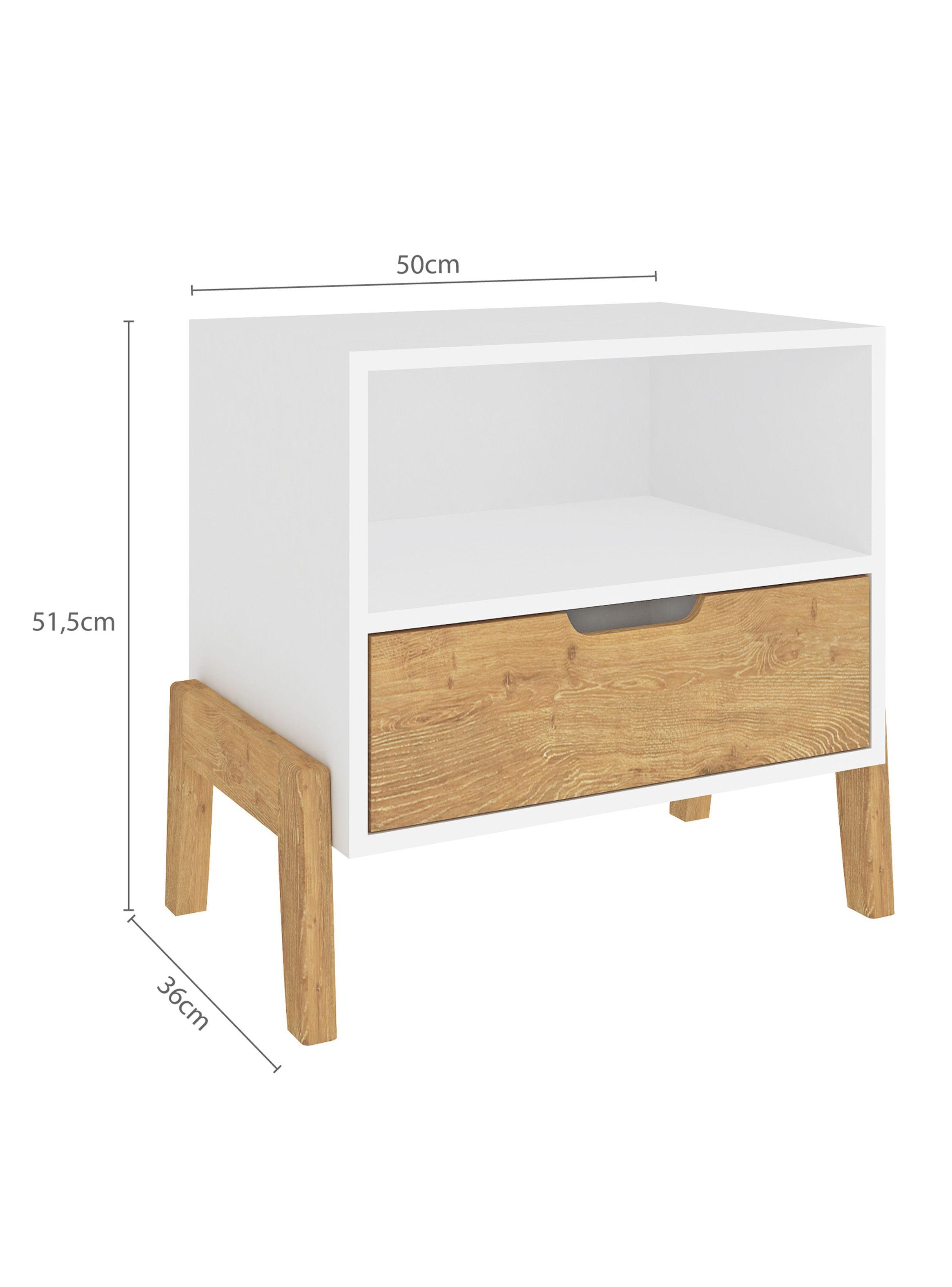 Velador 1 Cajón Bristol Blanco Miel-1