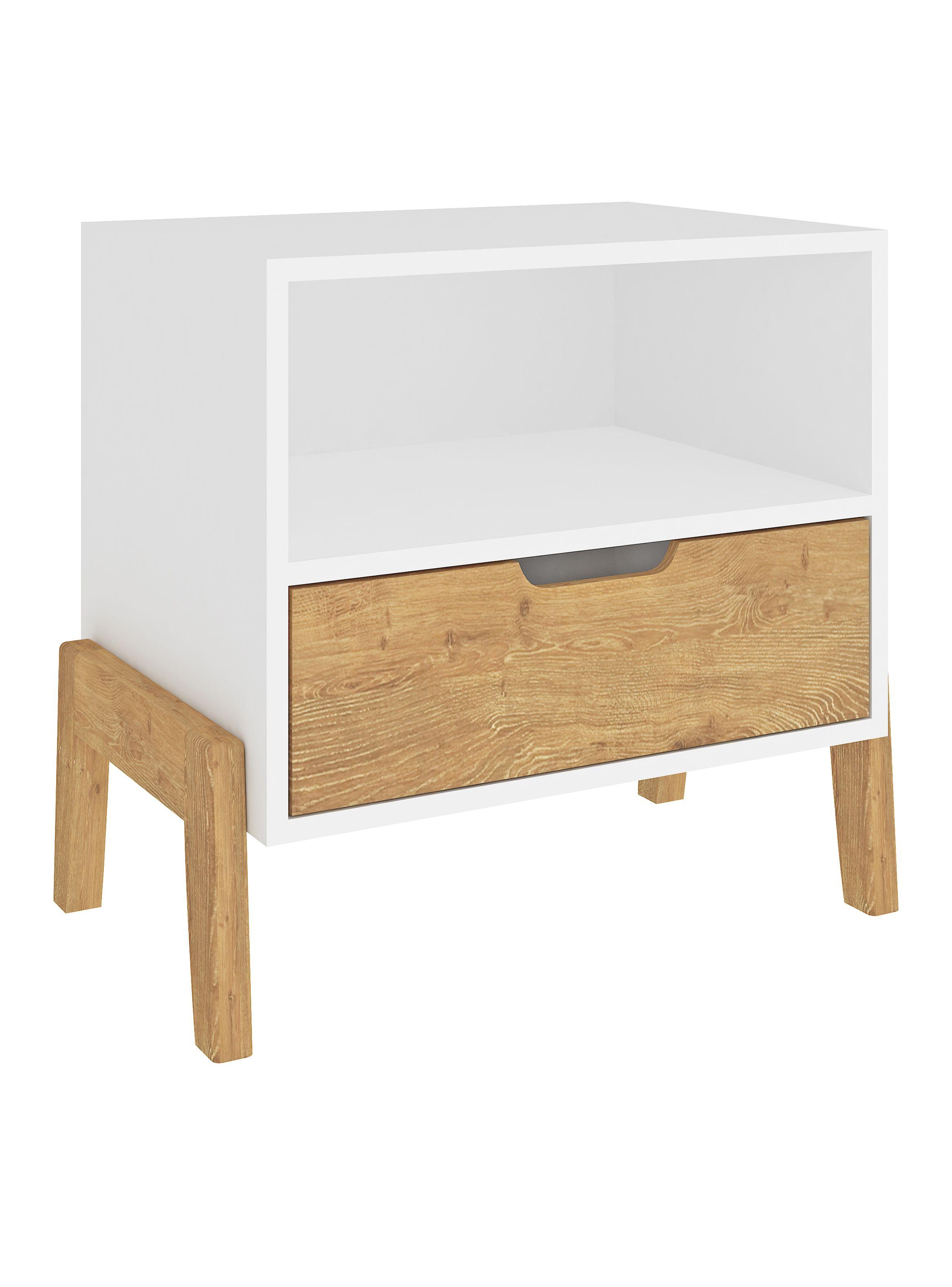 Velador 1 Cajón Bristol Blanco Miel-0