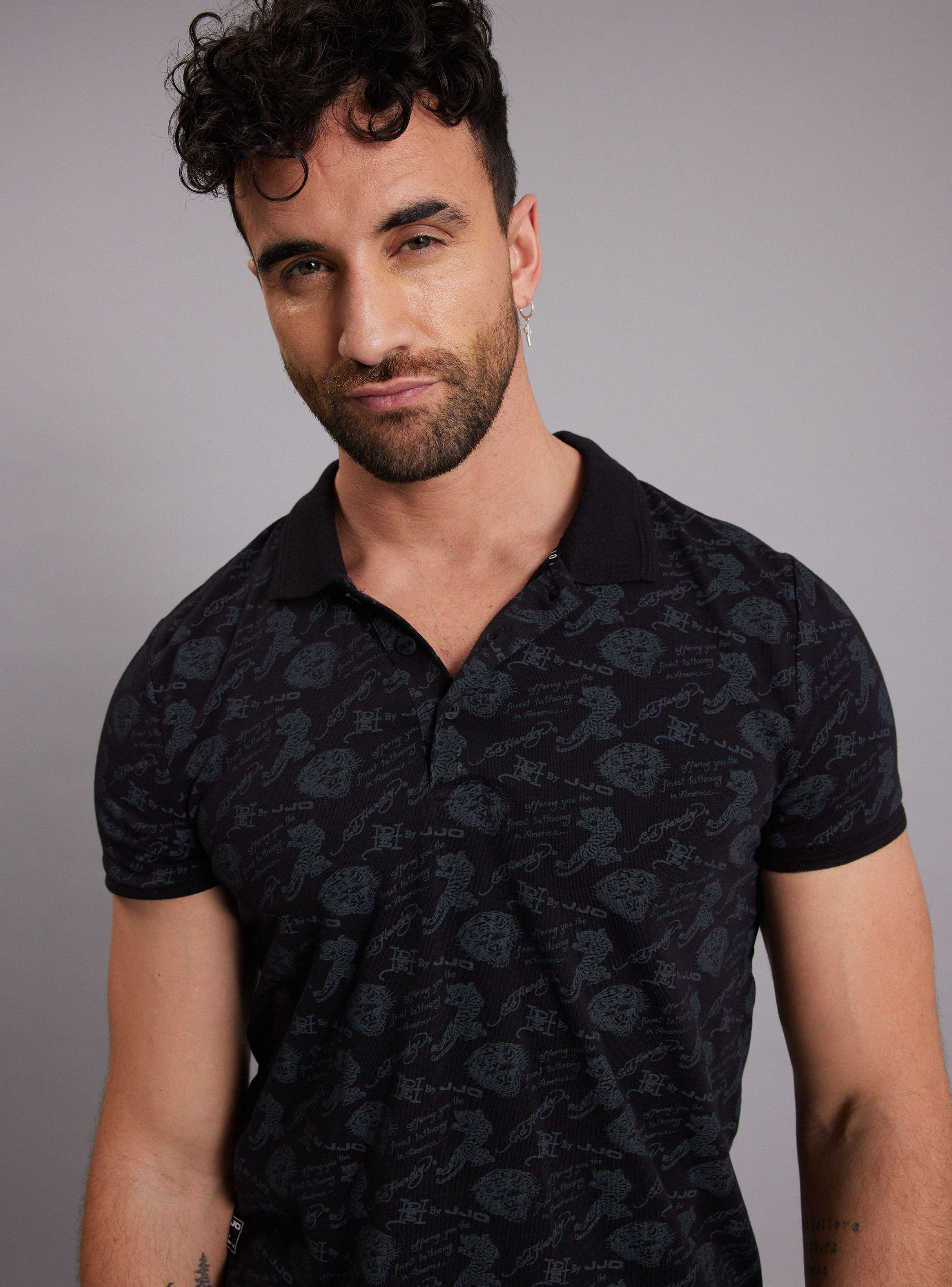 Polera Cuello Polo, Full Estampada Ed Hardy-2