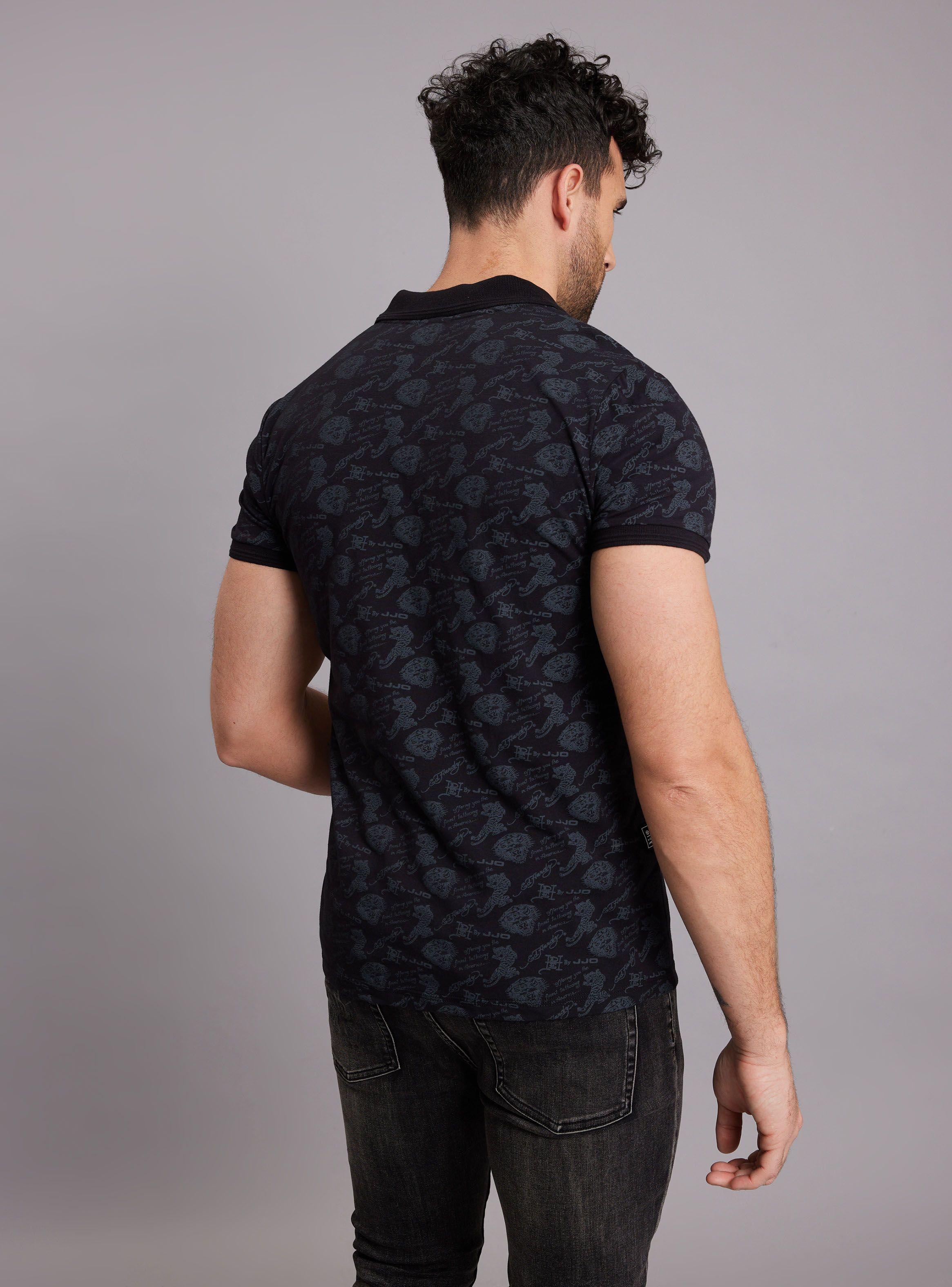 Polera Cuello Polo, Full Estampada Ed Hardy-1