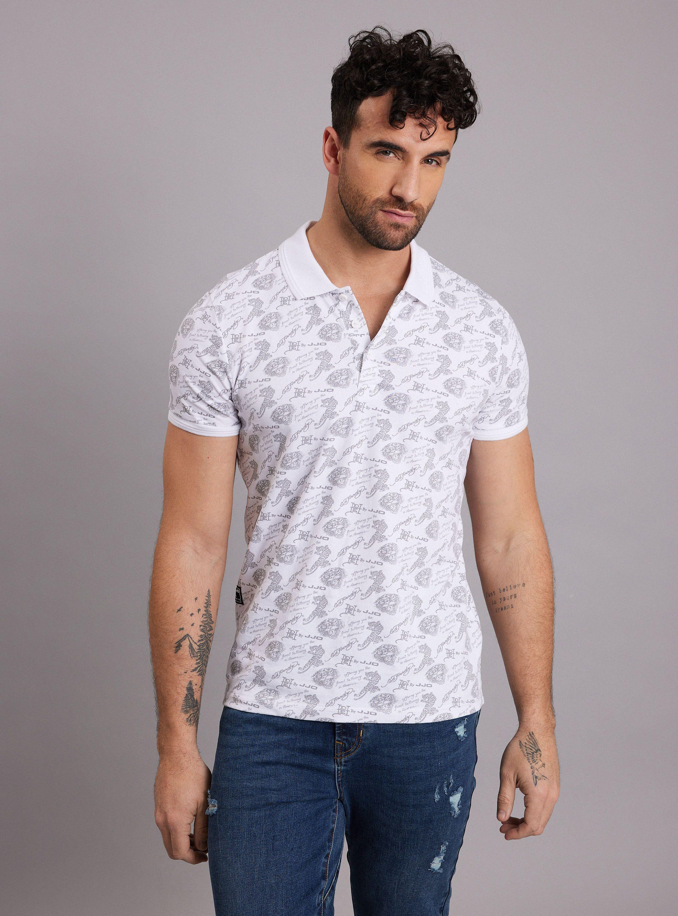 Polera Cuello Polo, Full Estampada Ed Hardy-0