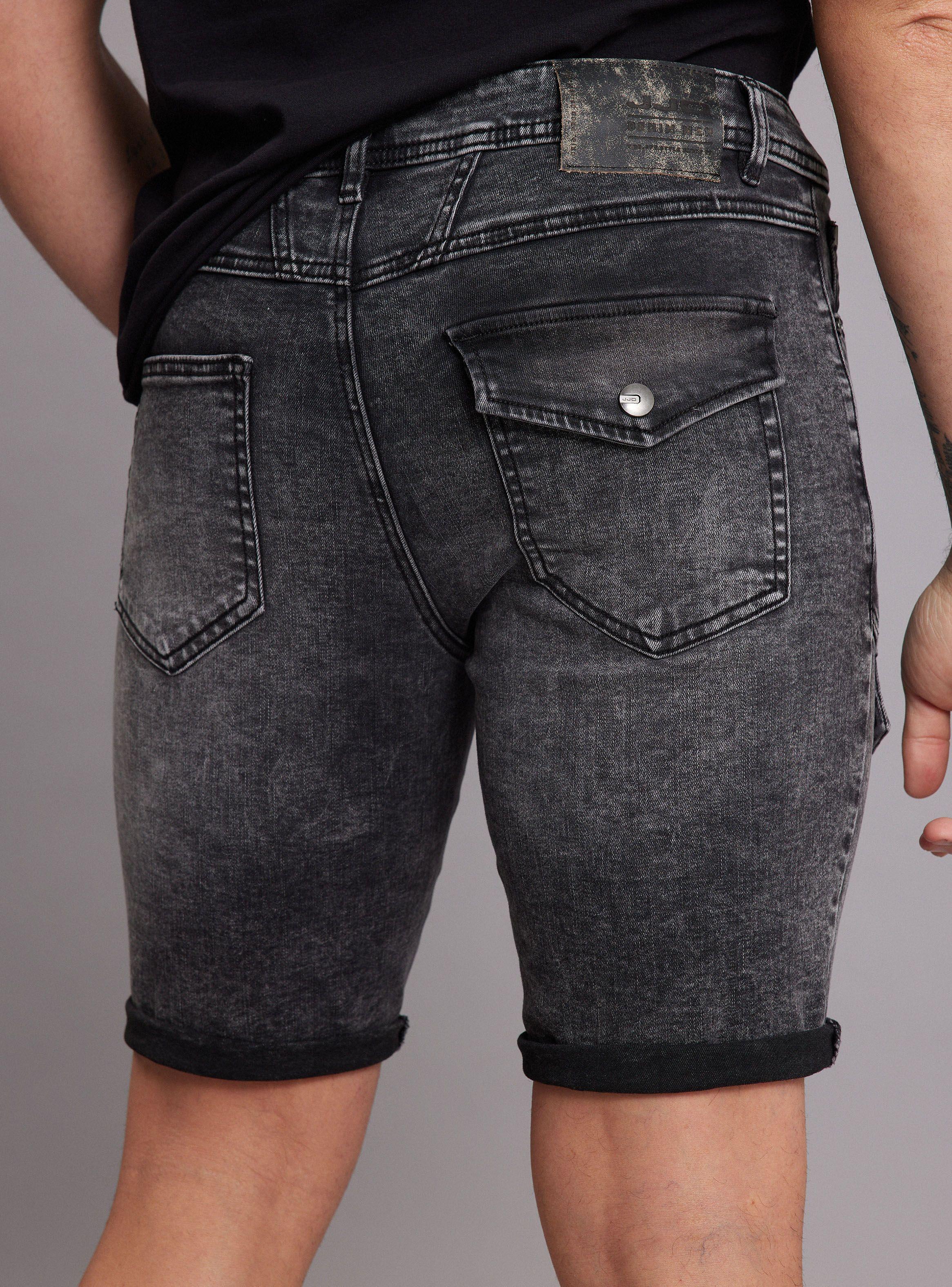Bermuda Cargo Negro Desgastado-3