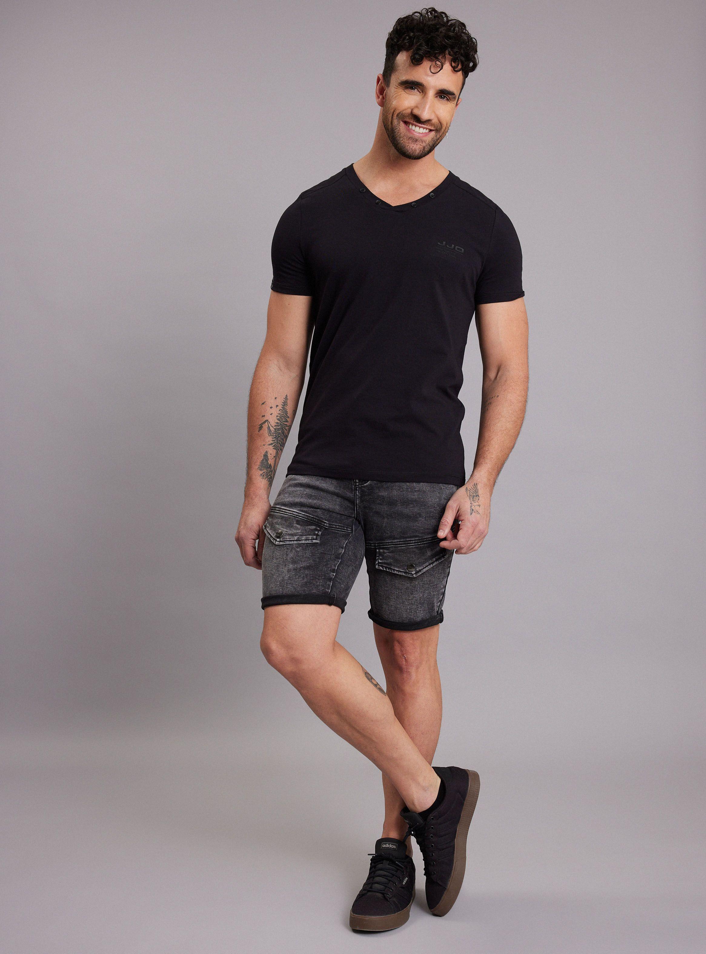 Bermuda Cargo Negro Desgastado-4