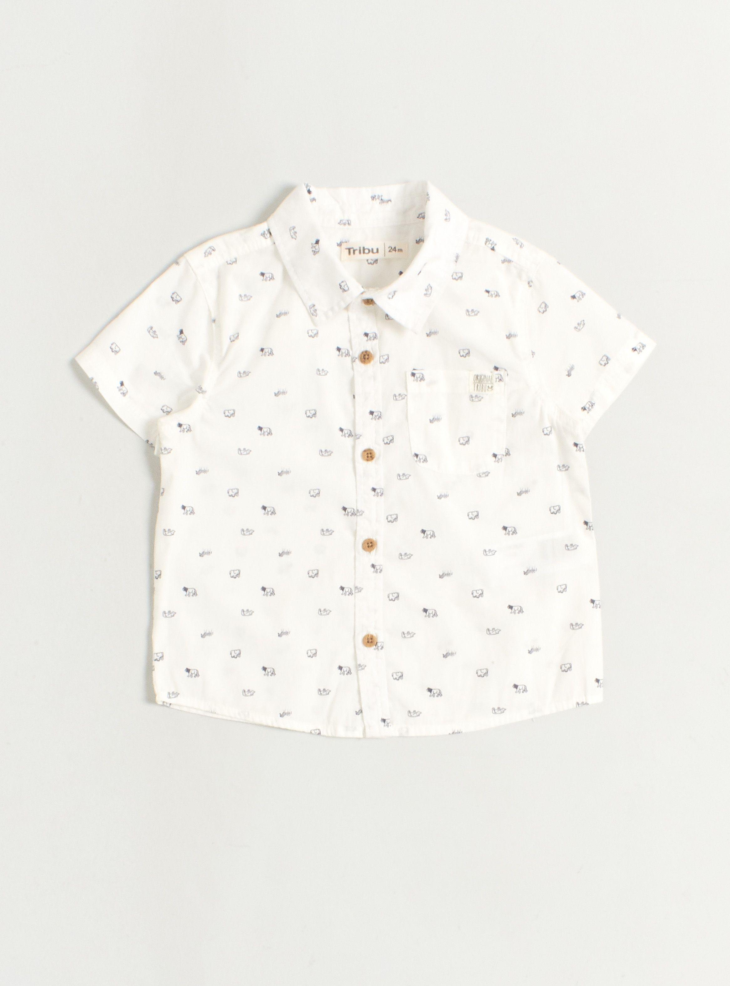 Camisa con Mini Estampado y Bolsillo-0