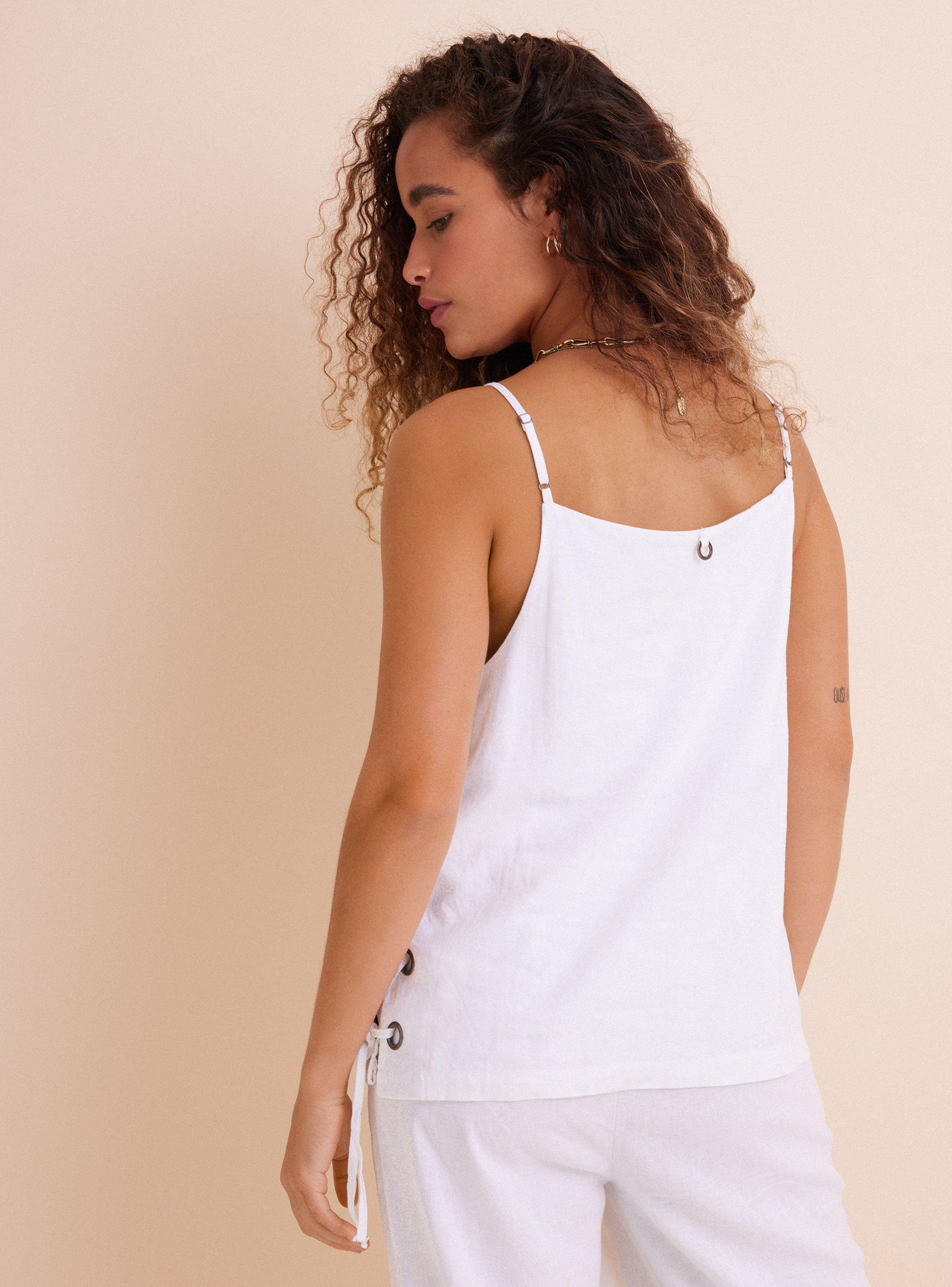 Polera Lino Ojetillos en Lados con Amarras-2