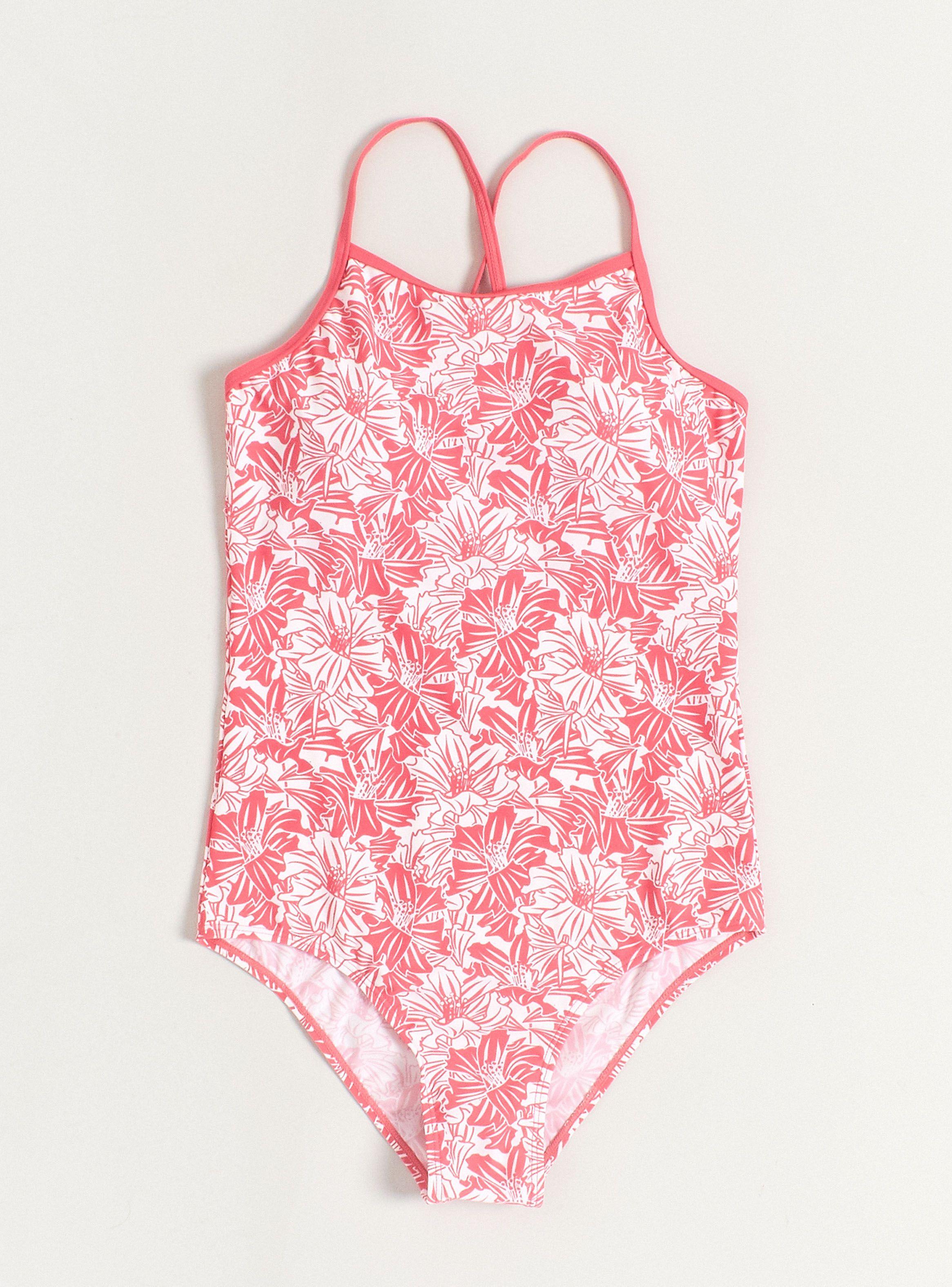 Traje de Baño Básico Estampado Borde Sólido-2