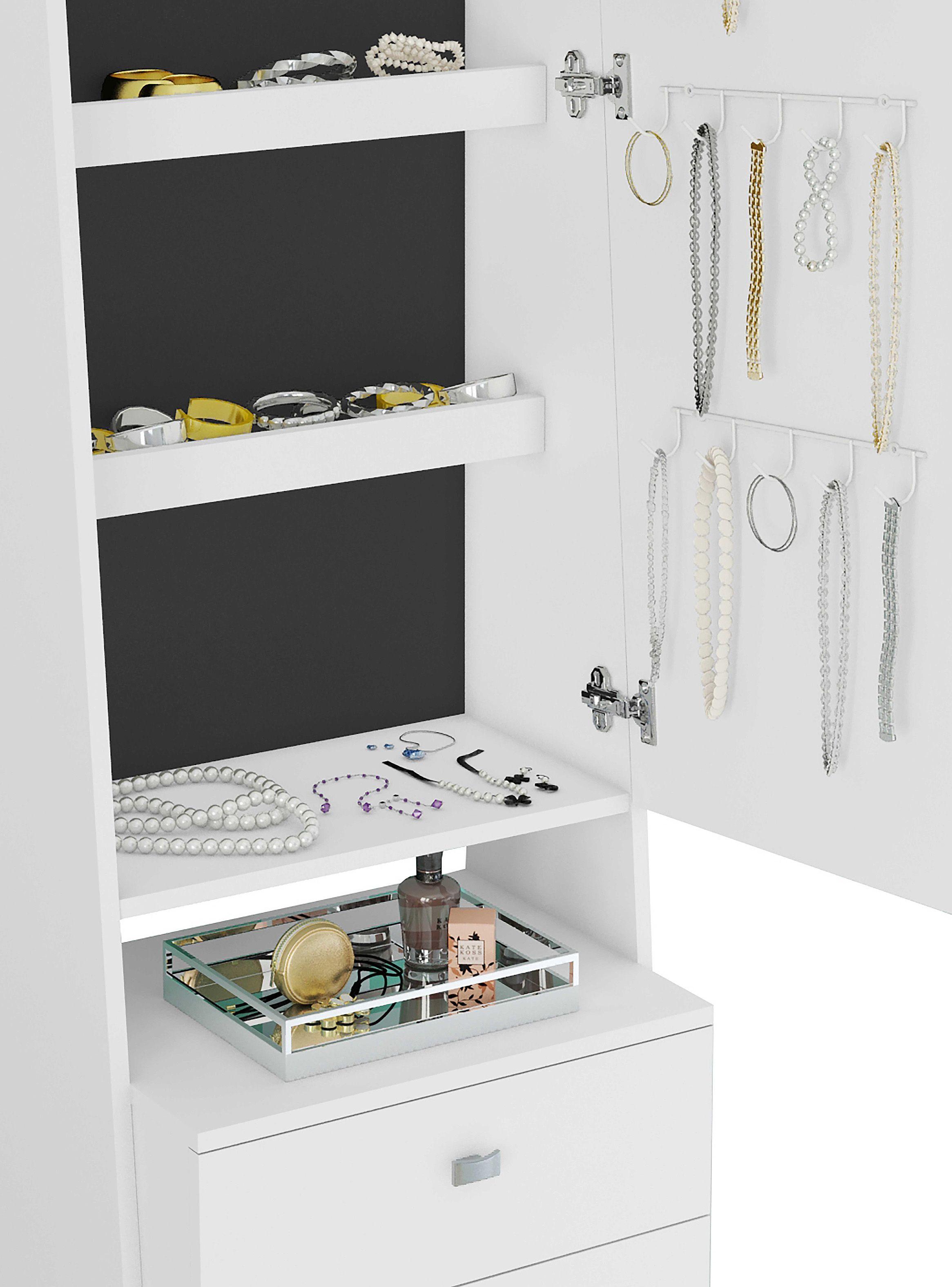 Espejo Joyero Porta Accesorios Blanco-3