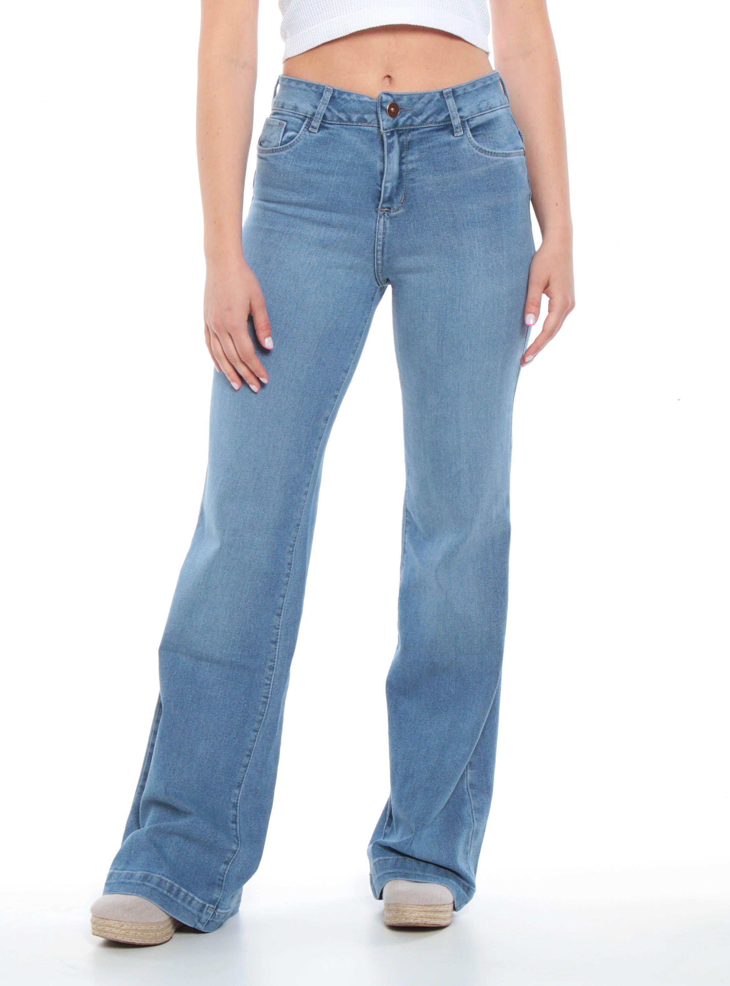 Jeans con Cierre Diseño Palazzo Tiro Alto-1