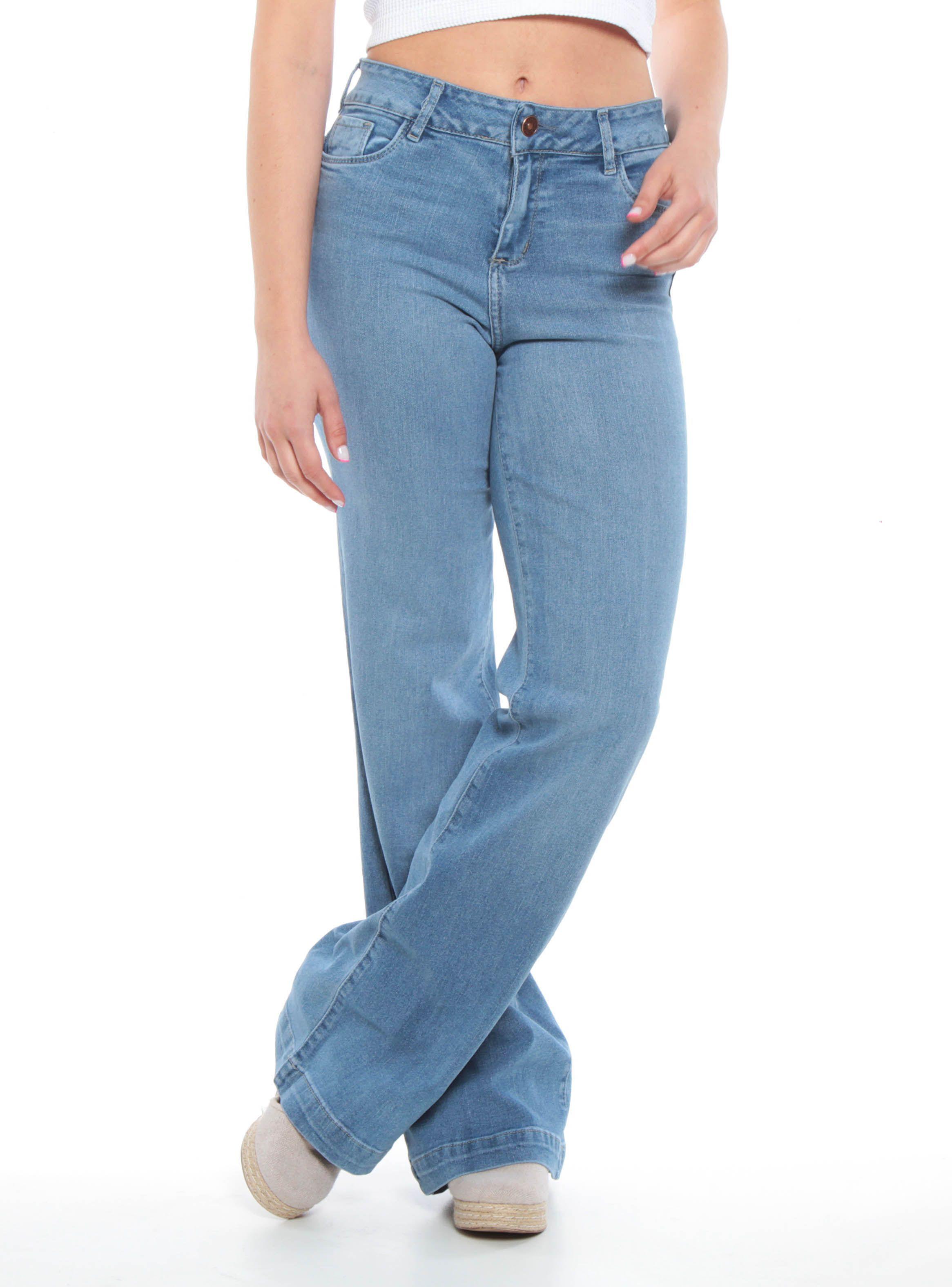 Jeans con Cierre Diseño Palazzo Tiro Alto-0