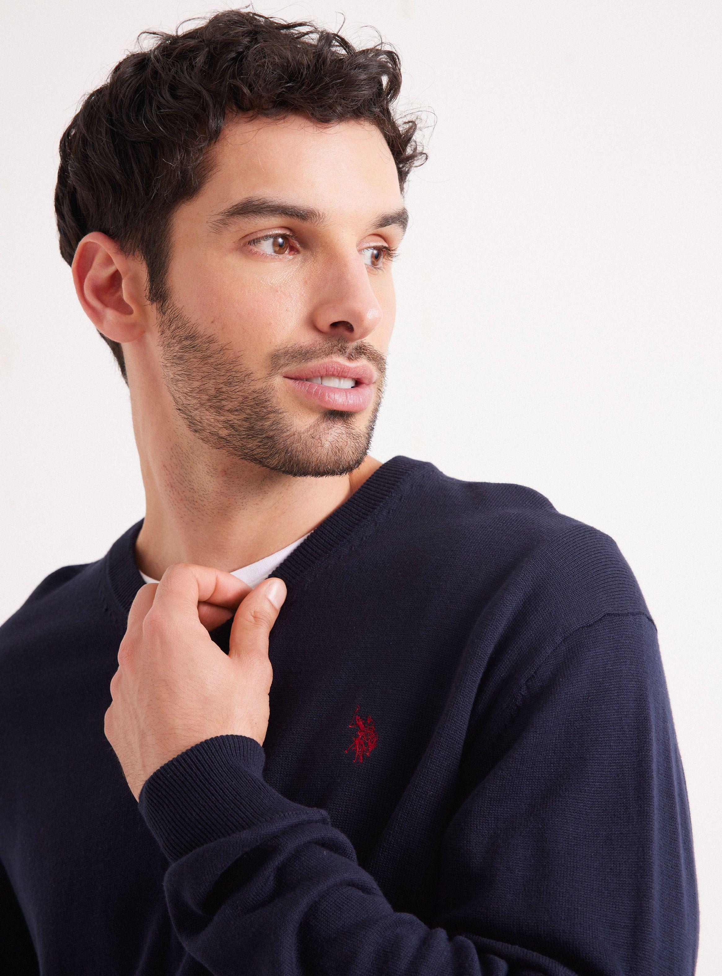 Sweater Básico Cuello V Logo-2