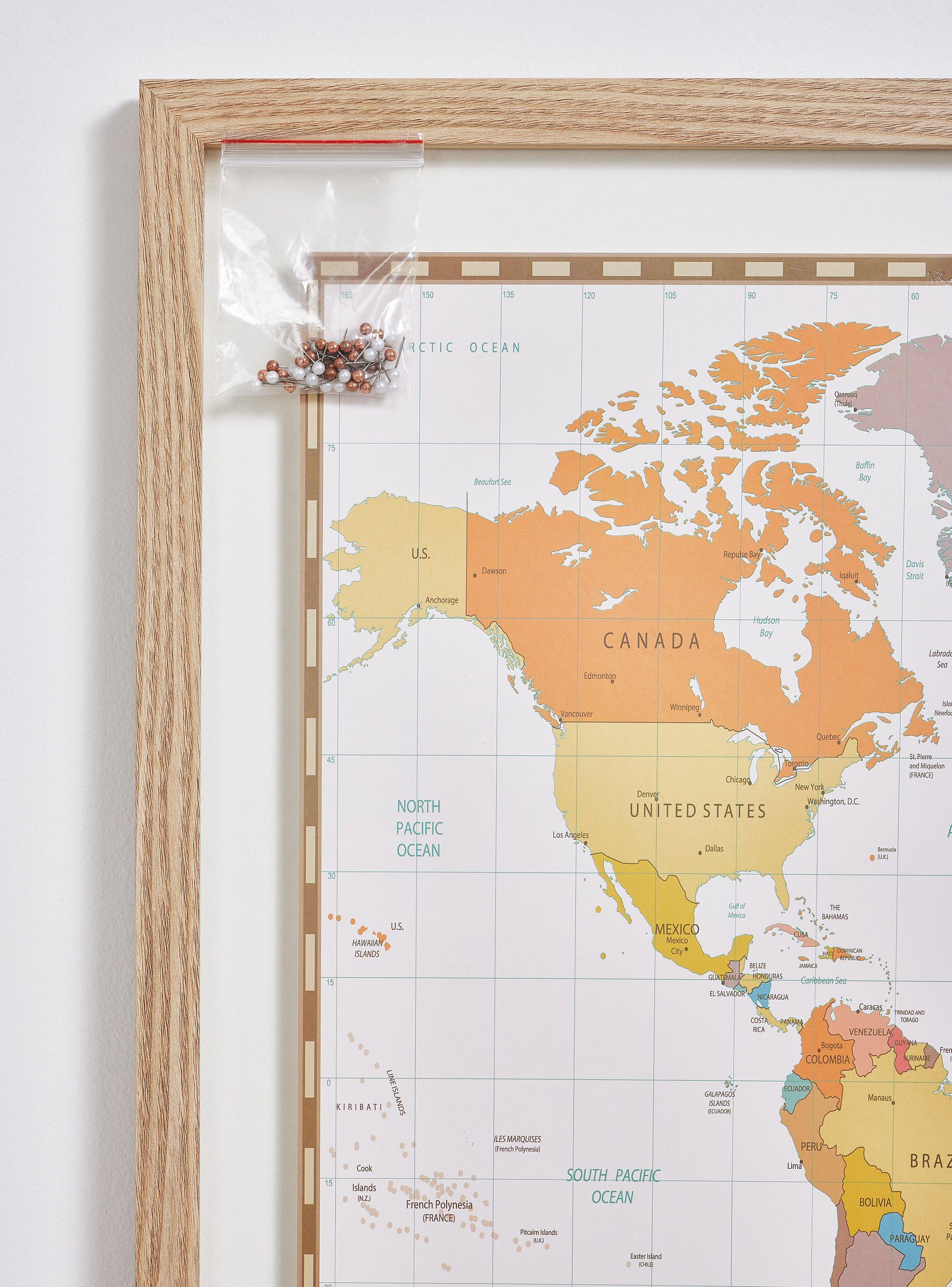 Cuadro Mapa Pineable Café  50 x 70 cm-2