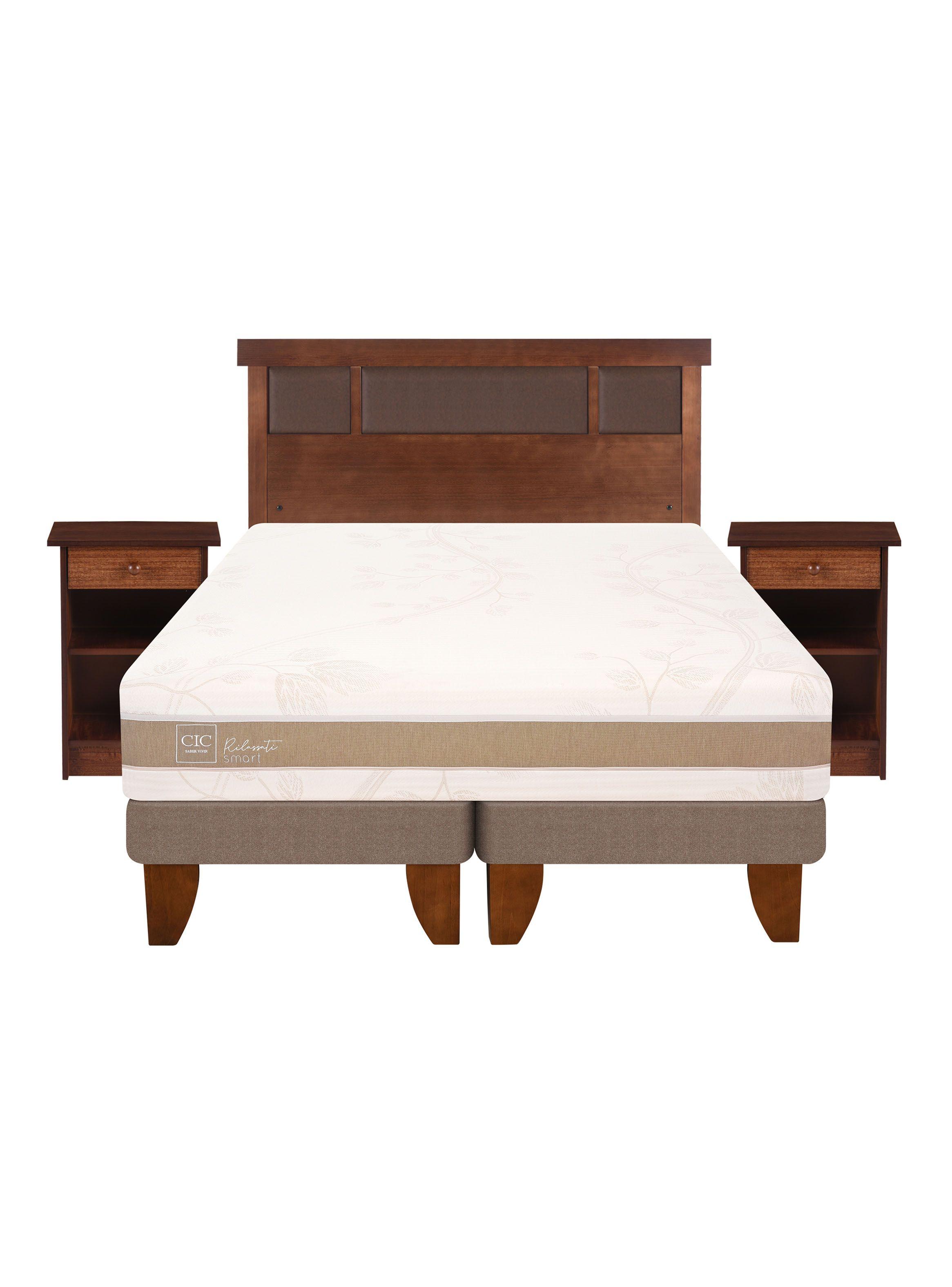 Cama Europea Rilassati Infinity 2 Plazas Long Base Dividida + Set Muebles New Dublin Café-2