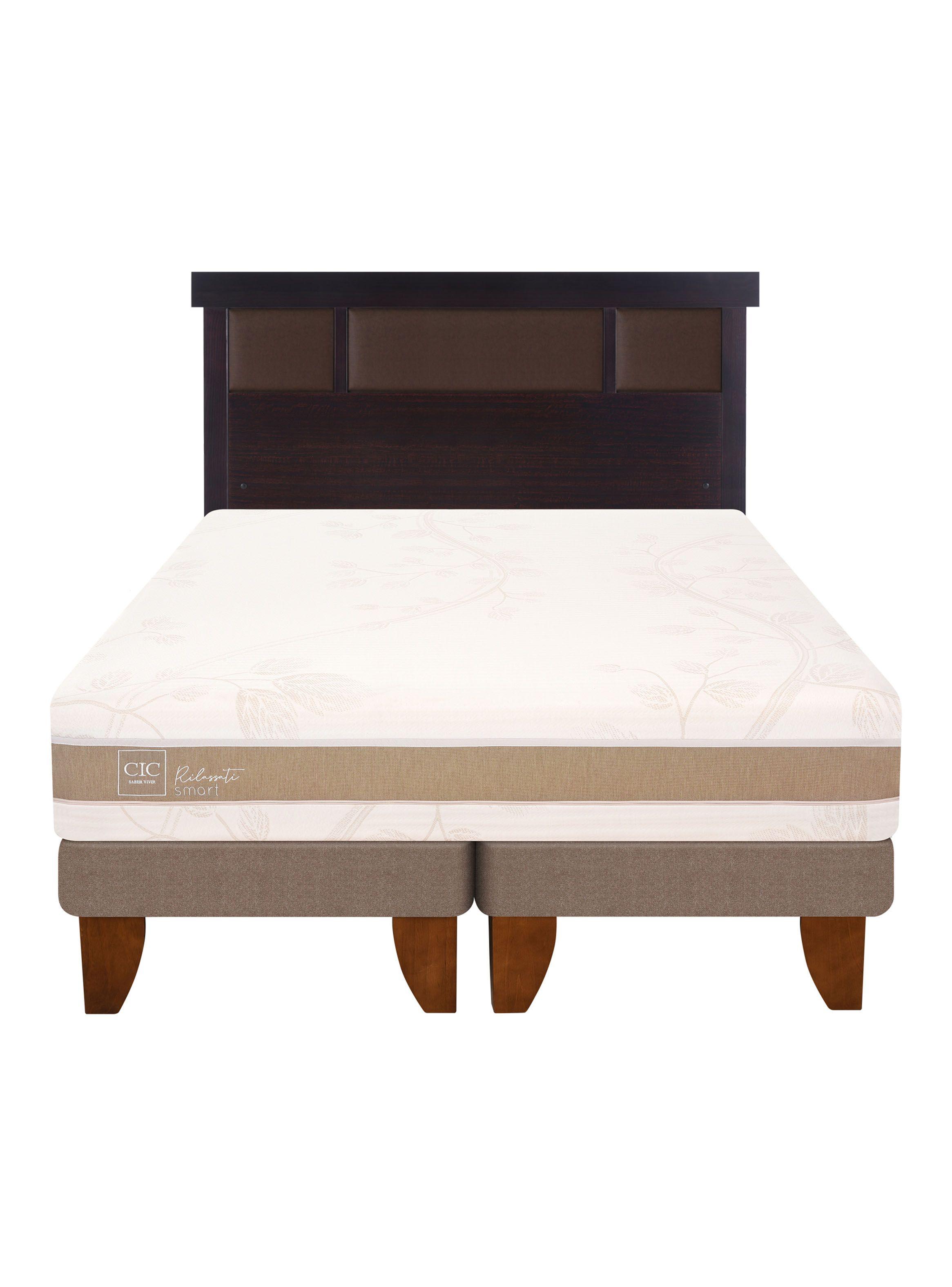 Cama Europea Rilassati Infinity 2 Plazas Base Dividida + Respaldo New Dublin Chocolate-2
