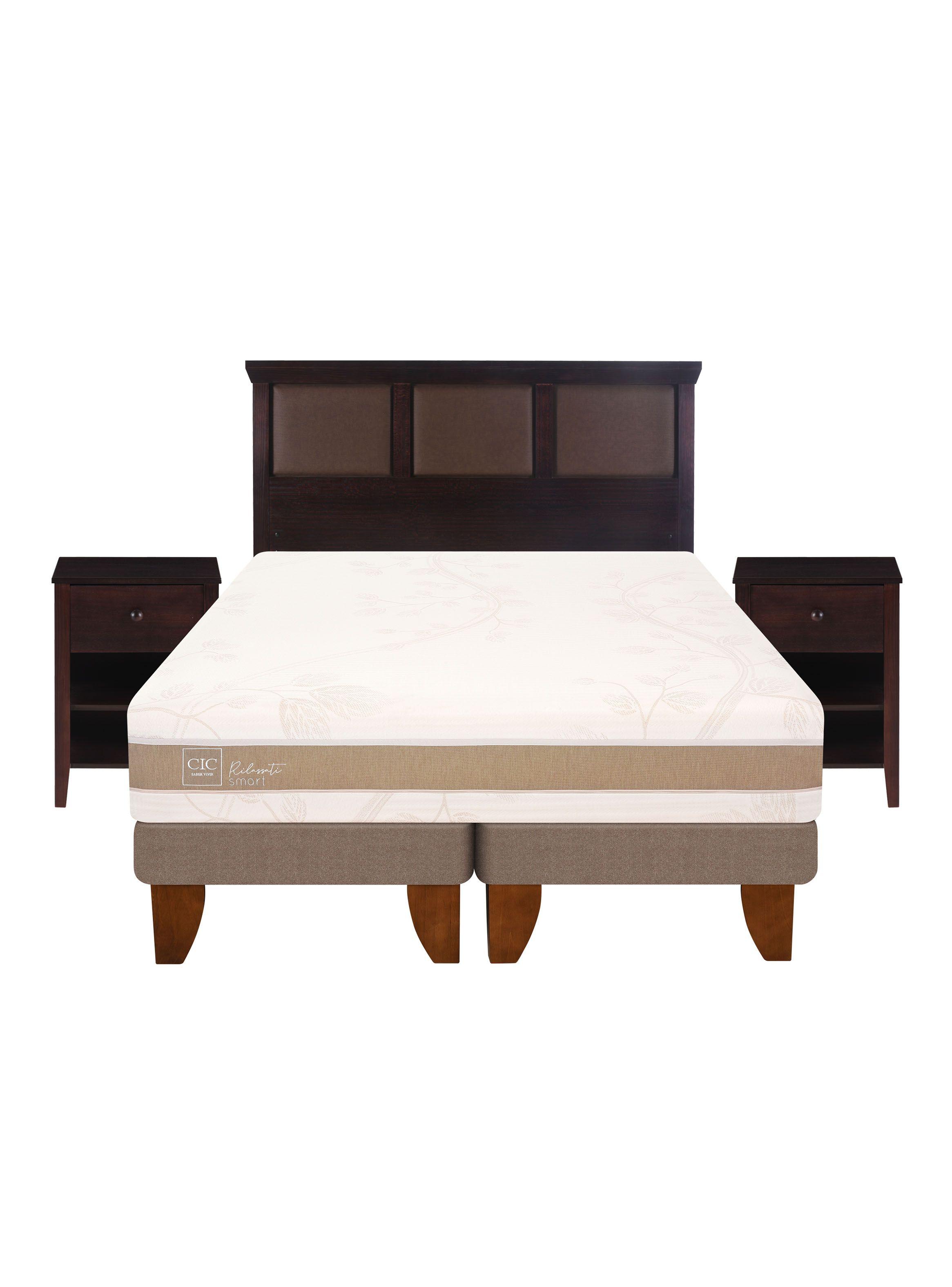Cama Europea Rilassati Infinity 2 Plazas Long Base Dividida + Set Muebles New Torino Chocolate-2