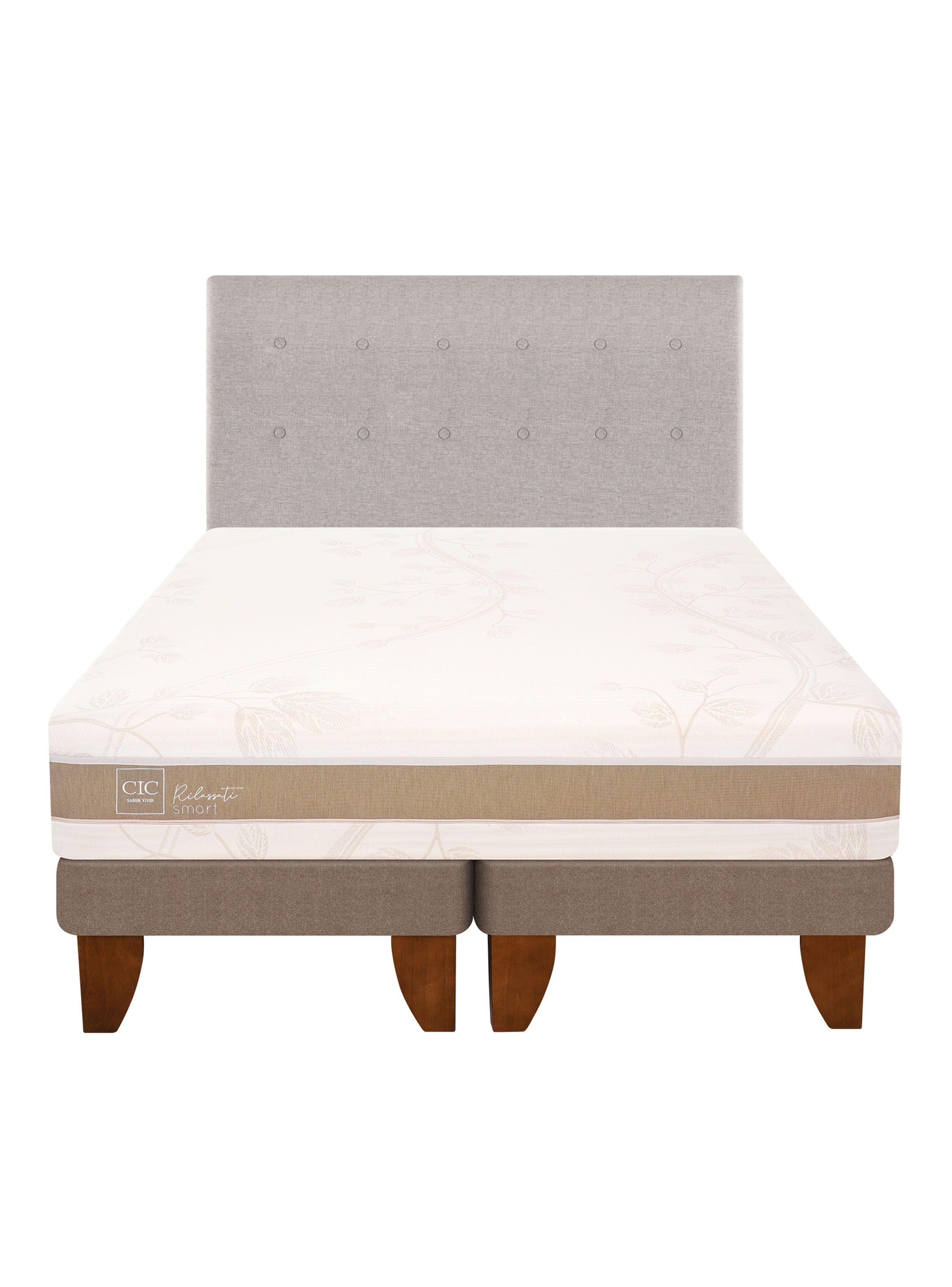 Cama Europea Rilassati Infinity Compacto 2 Plazas Base Dividida + Respaldo Tigris Gris-2