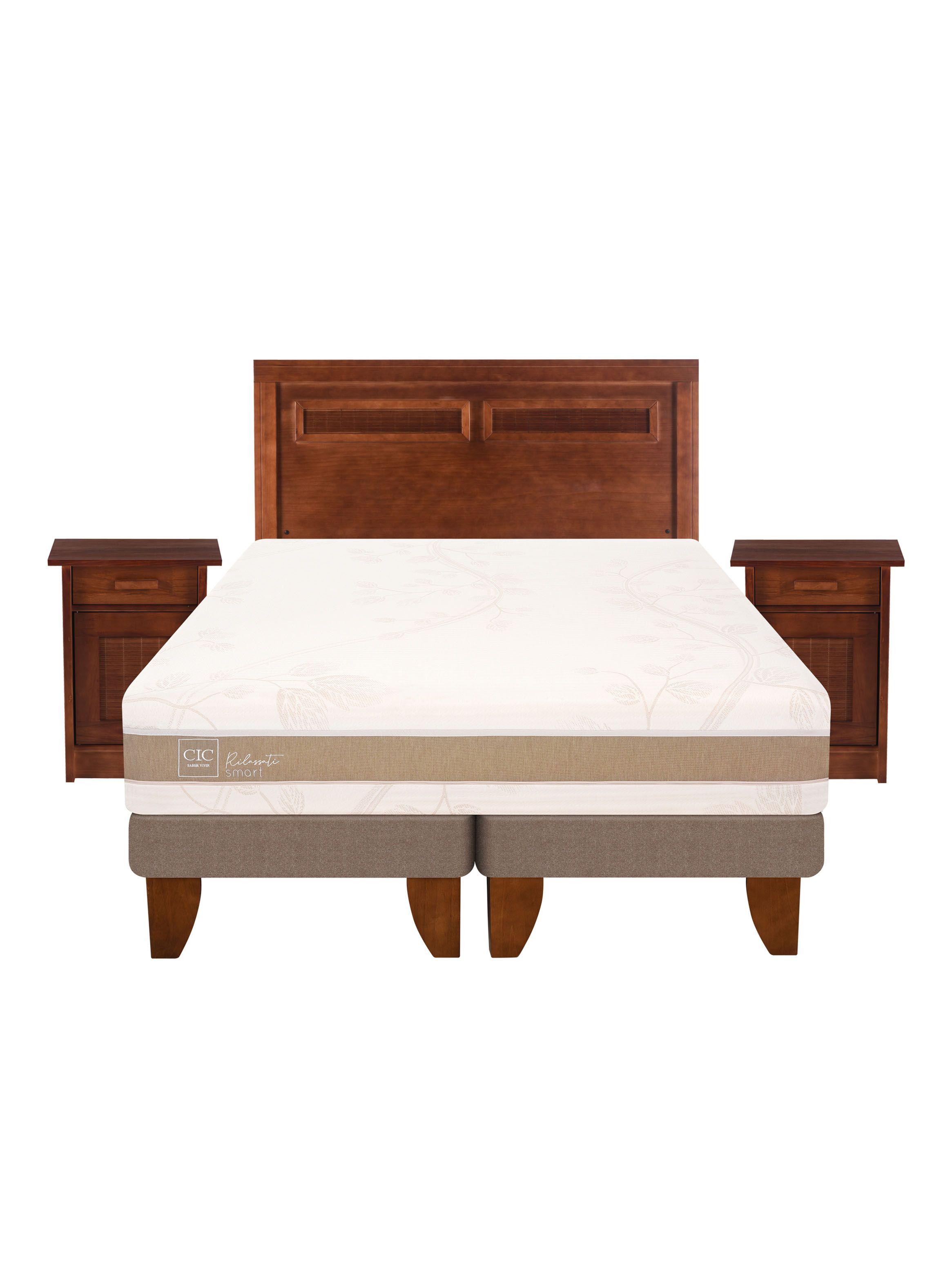Cama Europea Rilassati Infinity 2 Plazas Long Base Dividida + Set Muebles Milan Café-2