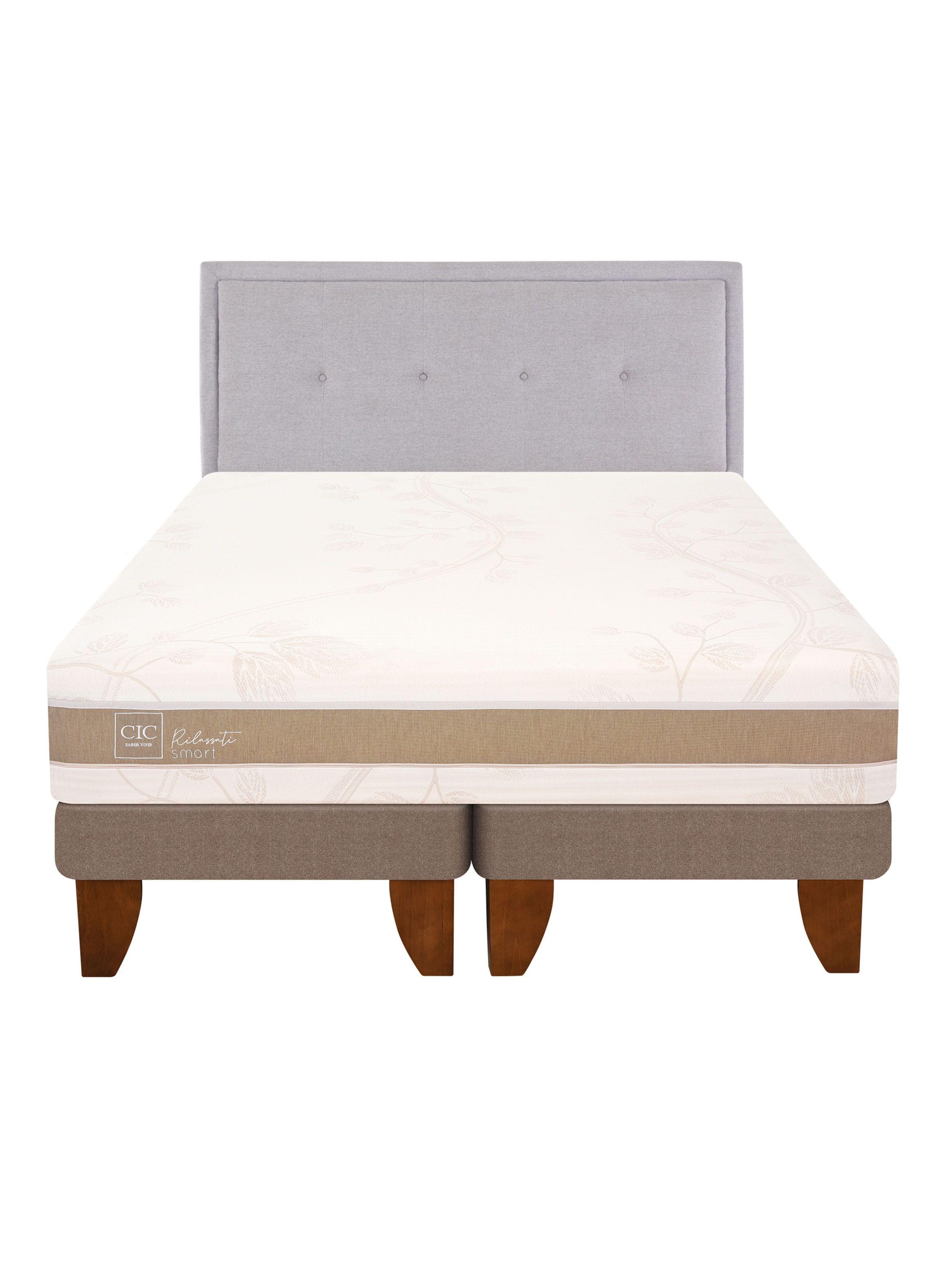 Cama Europea Rilassati Infinity 2 Plazas Long Base Dividida + Respaldo Ganges Gris-2