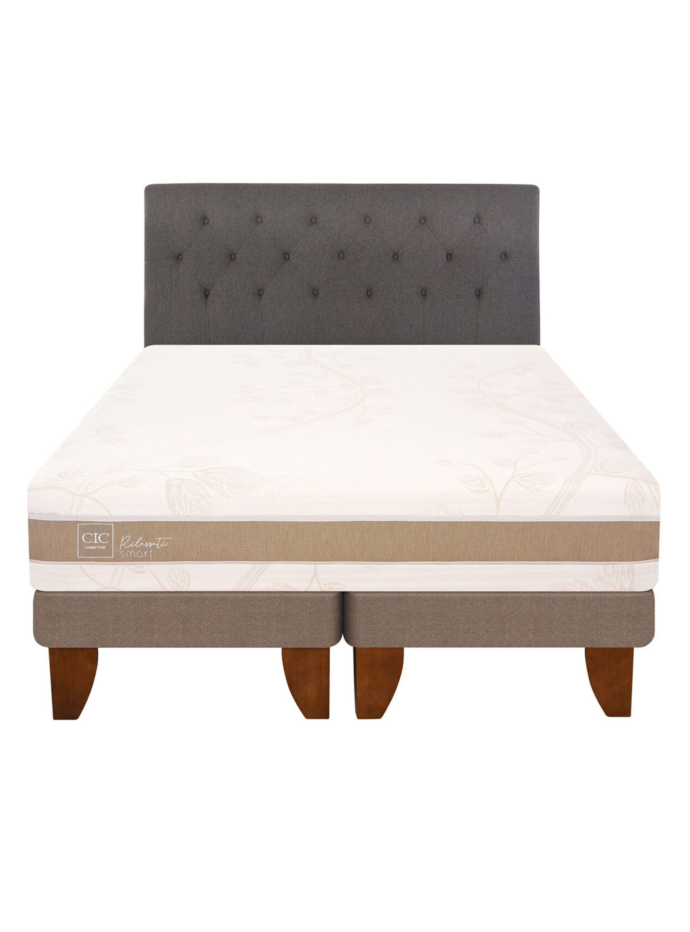 Cama Europea Rilassati Infinity 2 Plazas Long Base Dividida + Respaldo Kavery Grafito-2