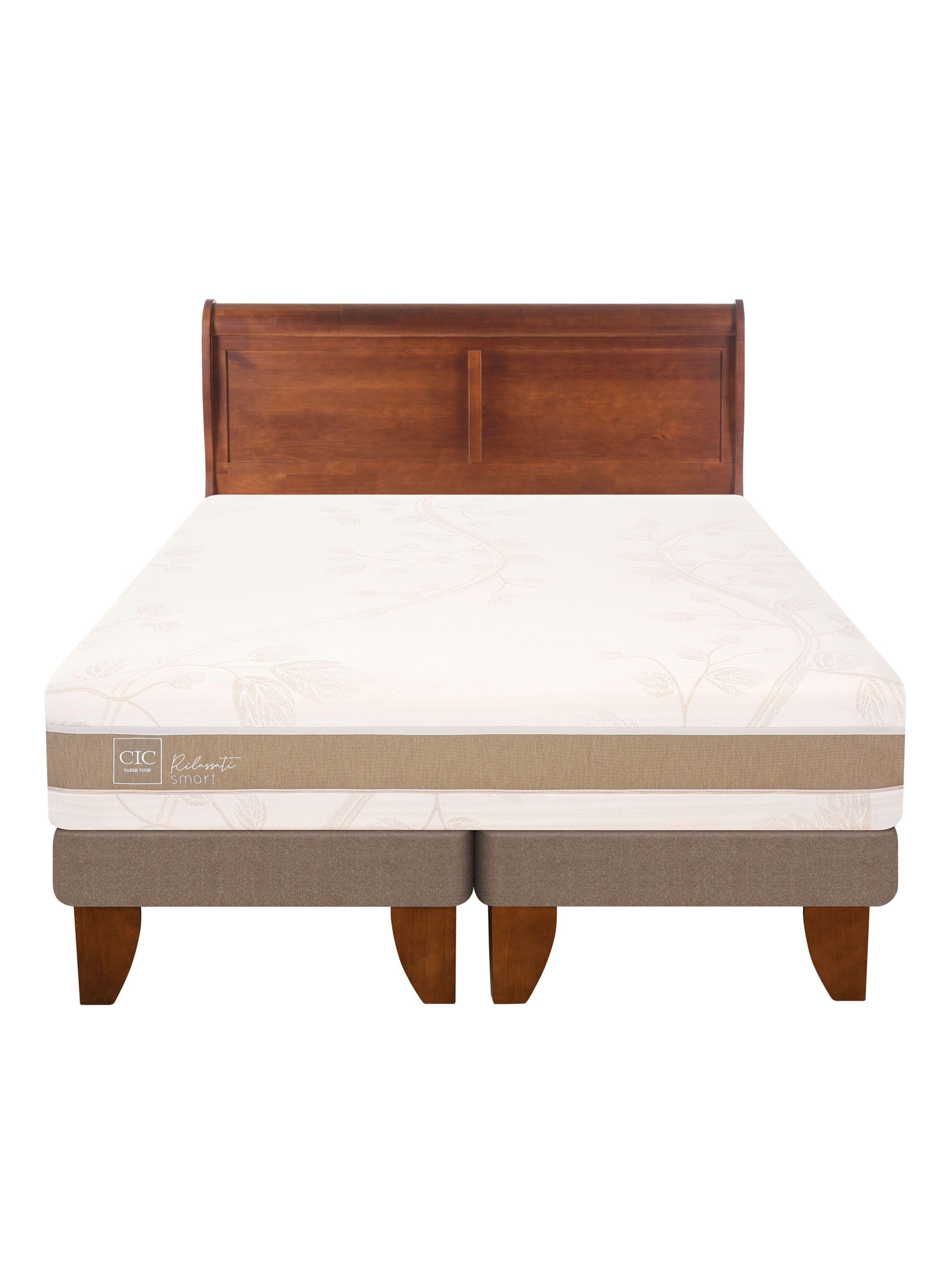 Cama Europea Rilassati Infinity 2 Plazas Base Dividida + Respaldo Miro Café-2