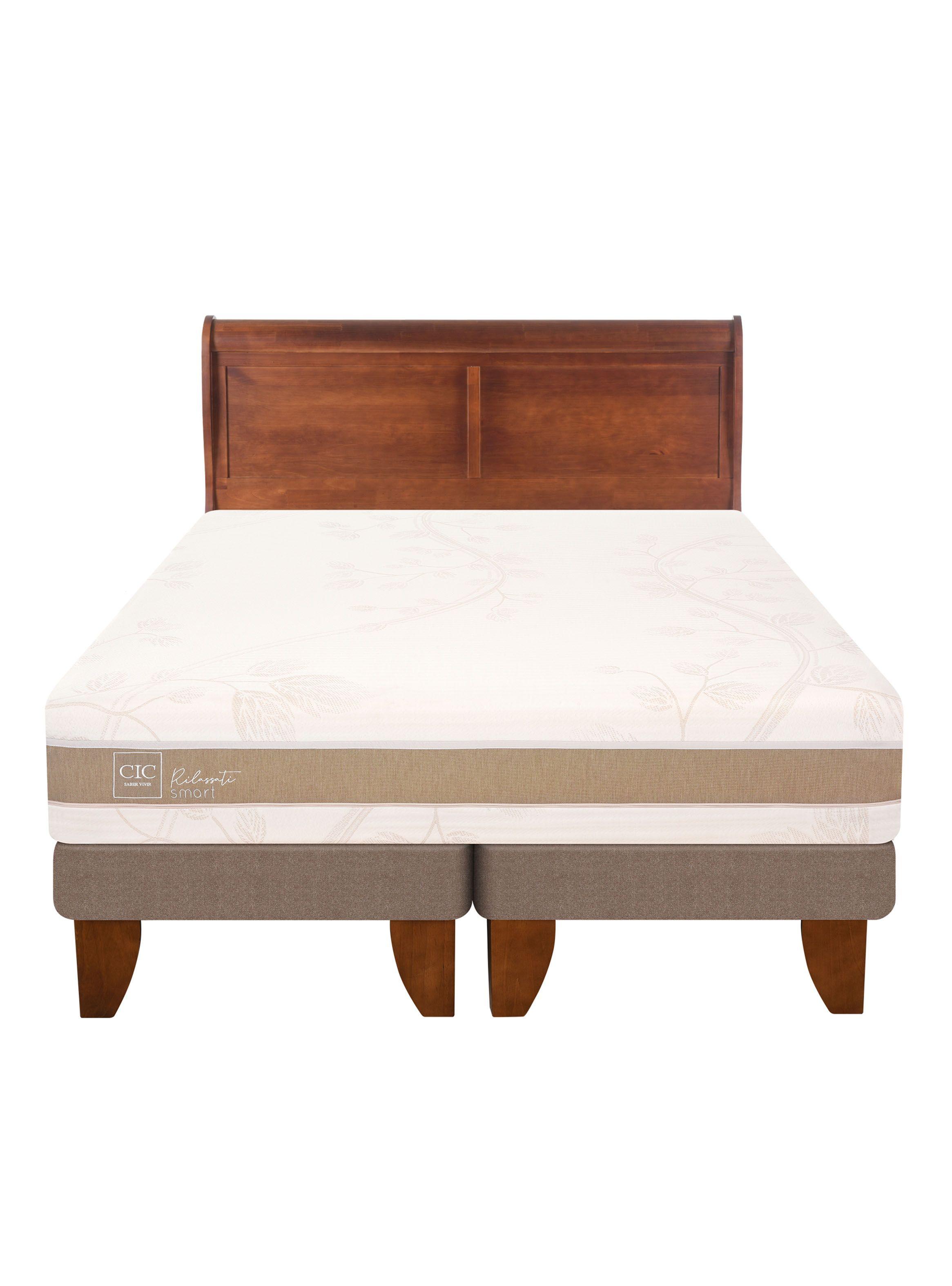 Cama Europea Rilassati Infinity King Base Dividida + Respaldo Miro Café-2