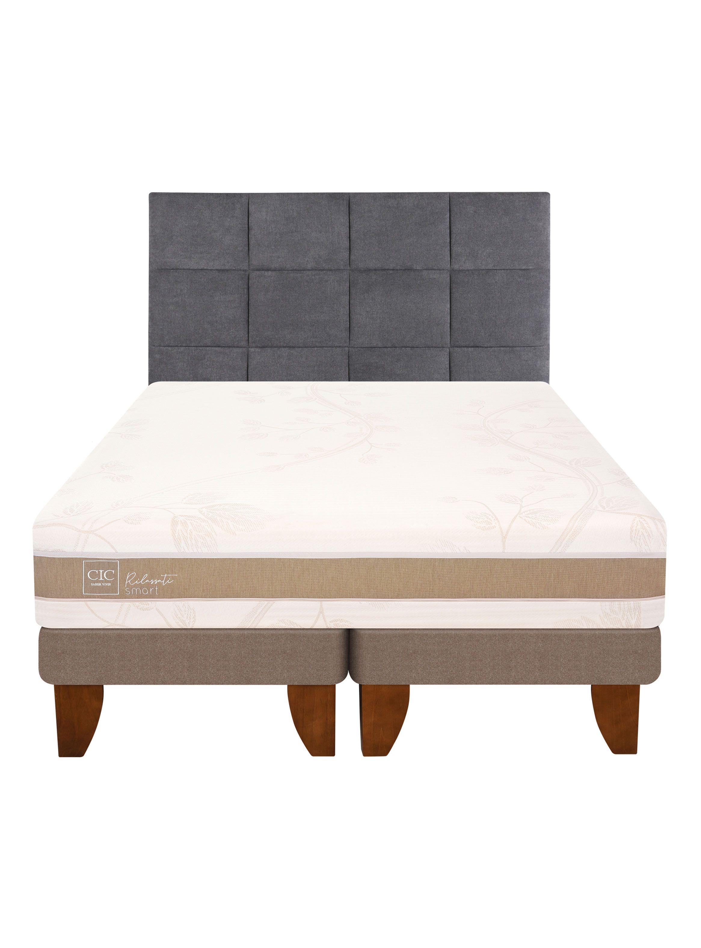 Cama Europea Rilassati Infinity King Base Dividida + Respaldo Tamesis Grafito-2