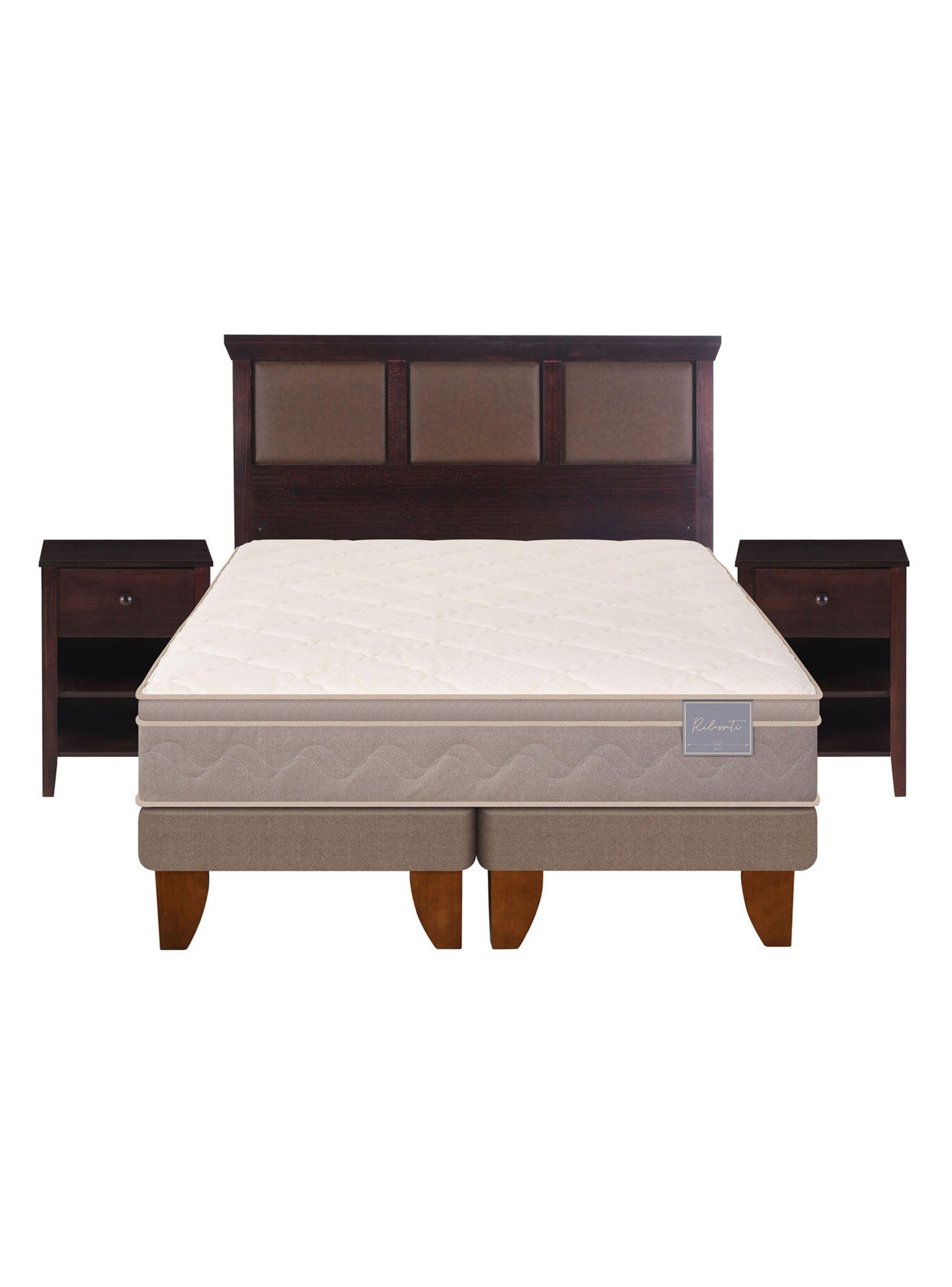 Cama Europea Rilassati 2 Plazas Long Base Dividida + Set Muebles New Torino Chocolate-2