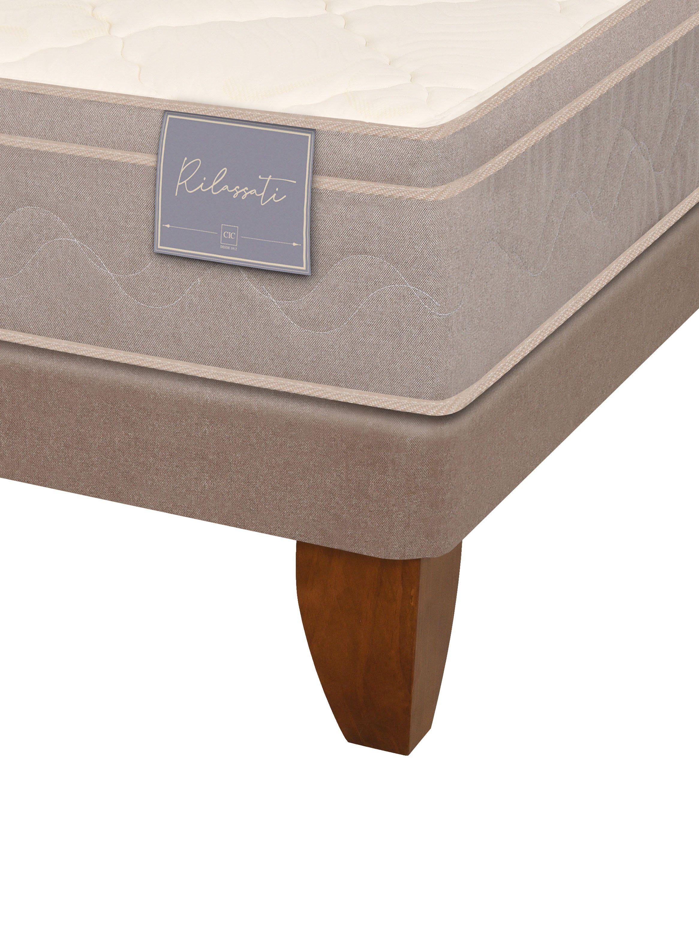 Cama Europea Rilassati 2 Plazas Base Dividida + Respaldo Tigris Gris-3