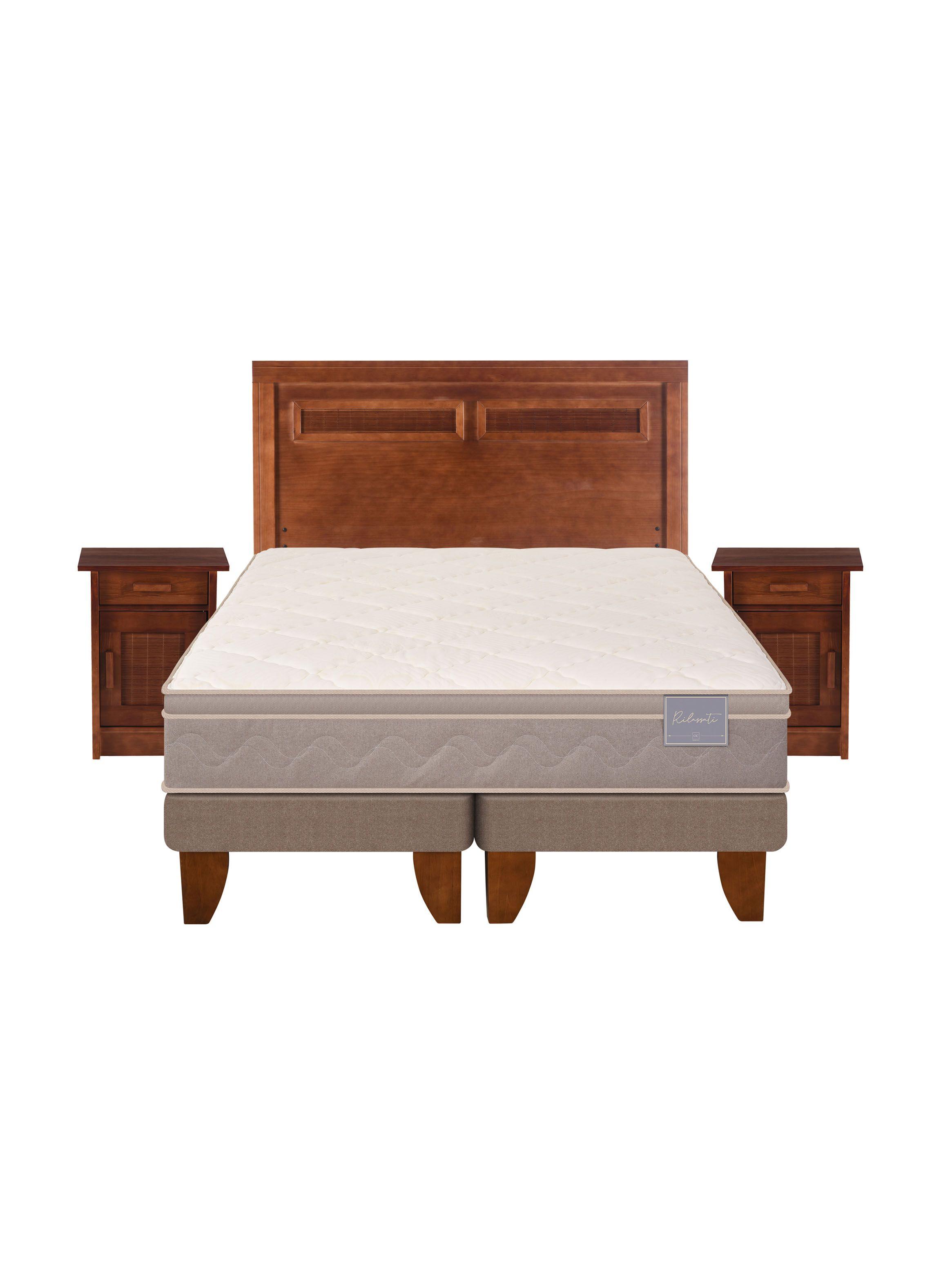 Cama Europea Rilassati King Base Dividida + Set Muebles Milan Café-2