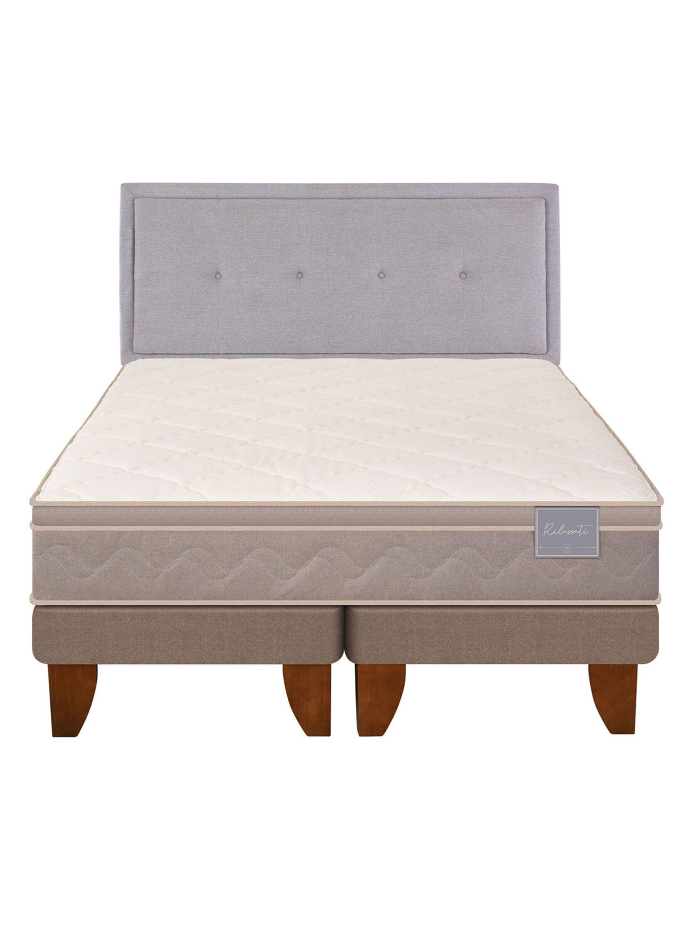 Cama Europea Rilassati 2 Plazas Long Base Dividida + Respaldo Ganges Gris-2