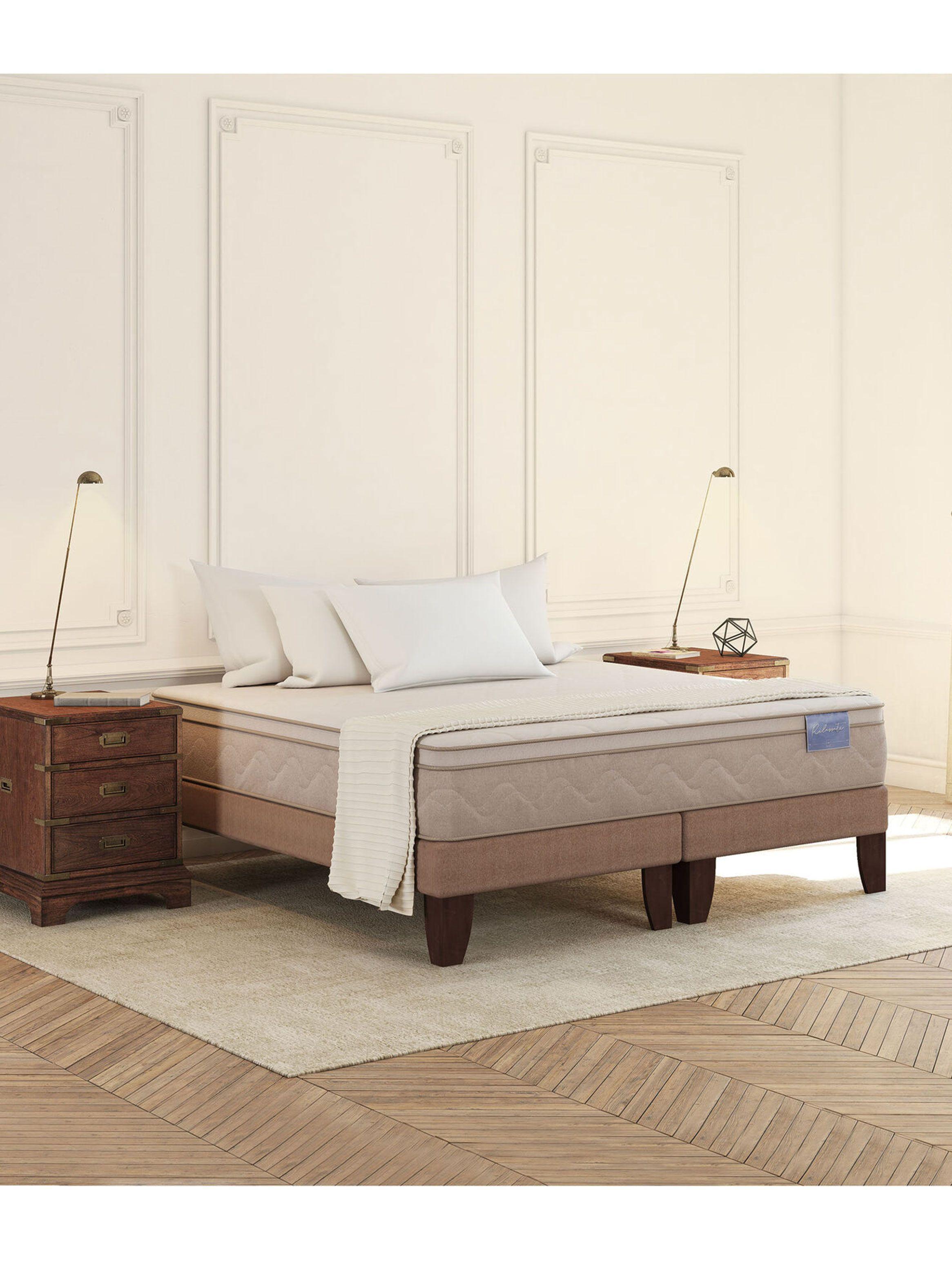 Cama Europea Rilassati 2 Plazas Long Base Dividida + Respaldo Kavery Grafito-4
